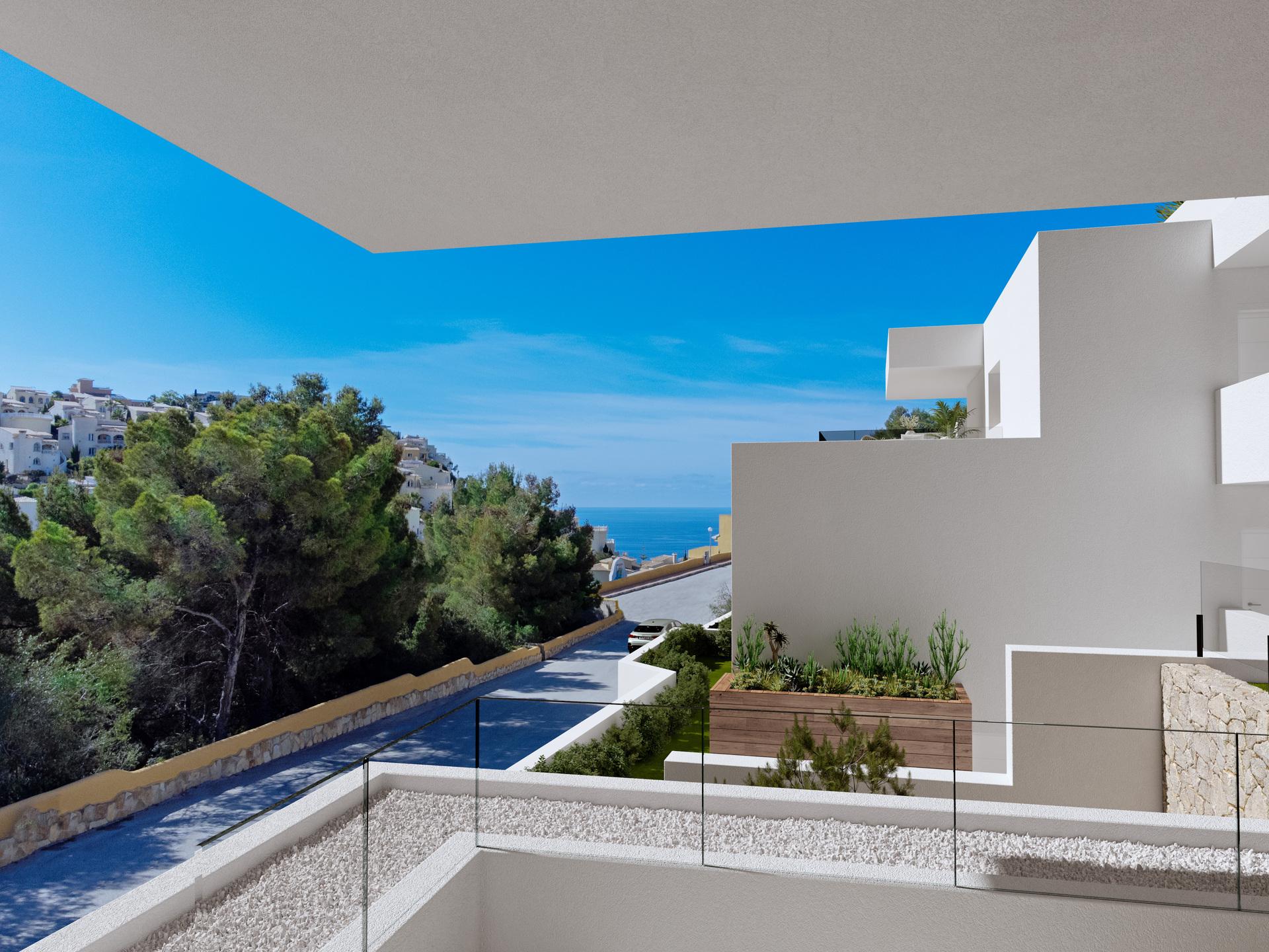 Terrace with views over the complex gardens