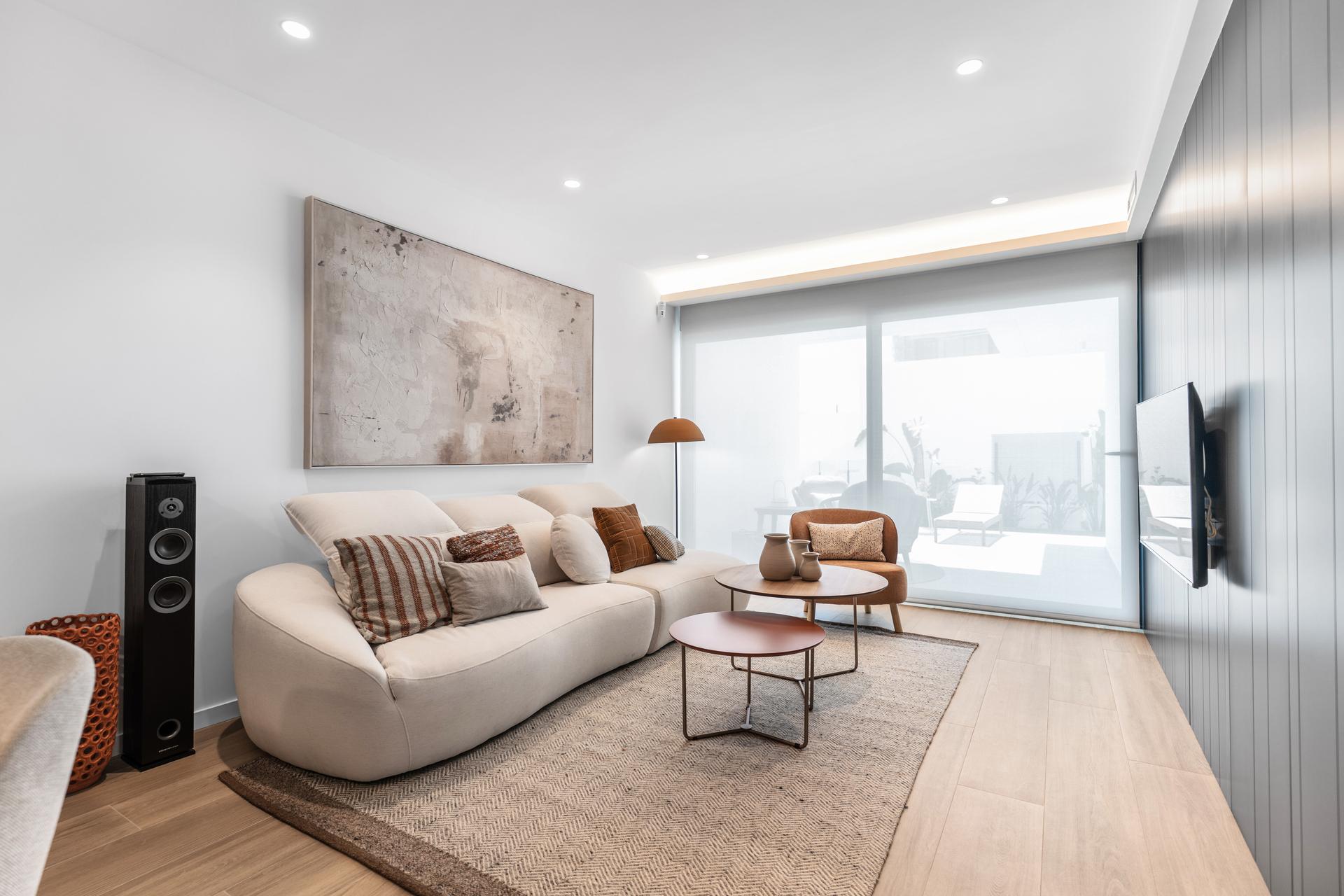 Corridor connecting bedrooms and living area
