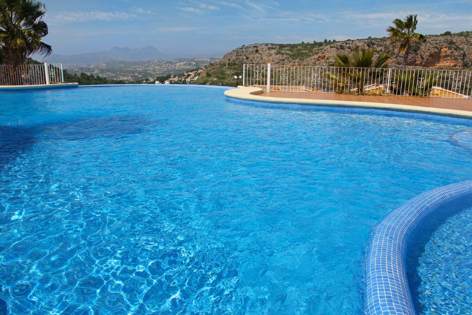 Pool area with views to the hills