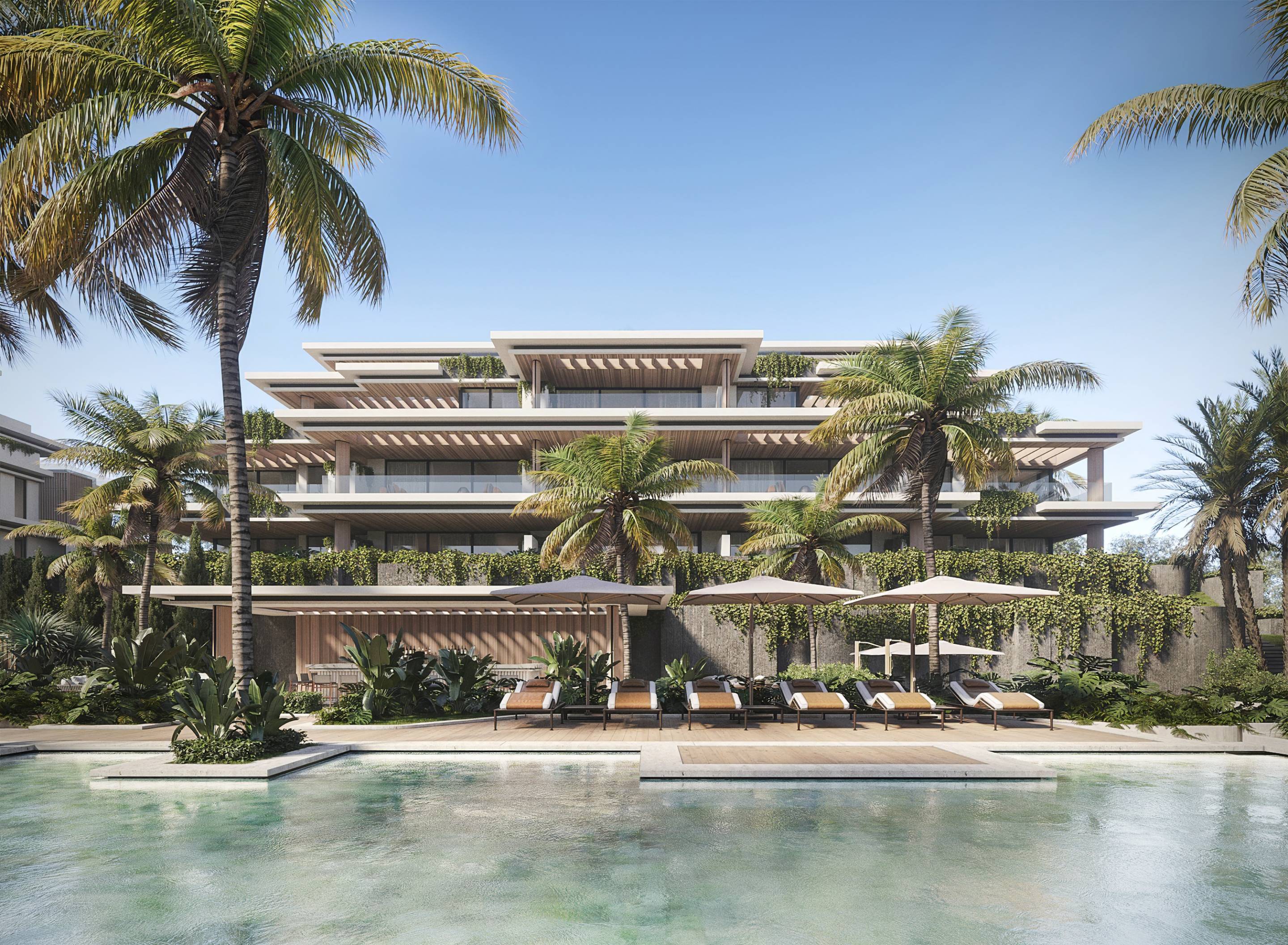 Communal pool with surrounding terrace, Whater Gardens, Estepona