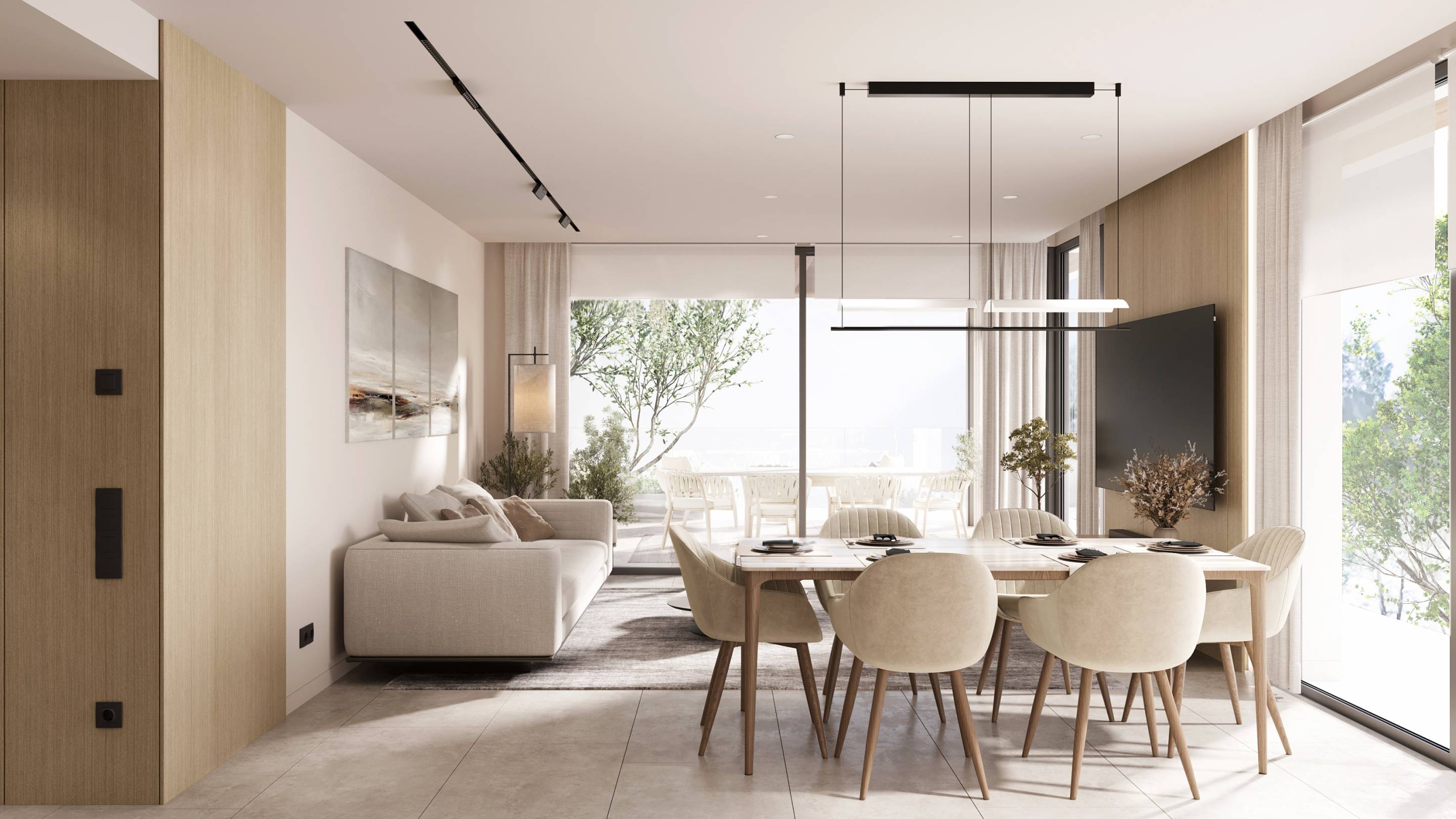 Communal pool at new-build development in Whater Gardens, Estepona