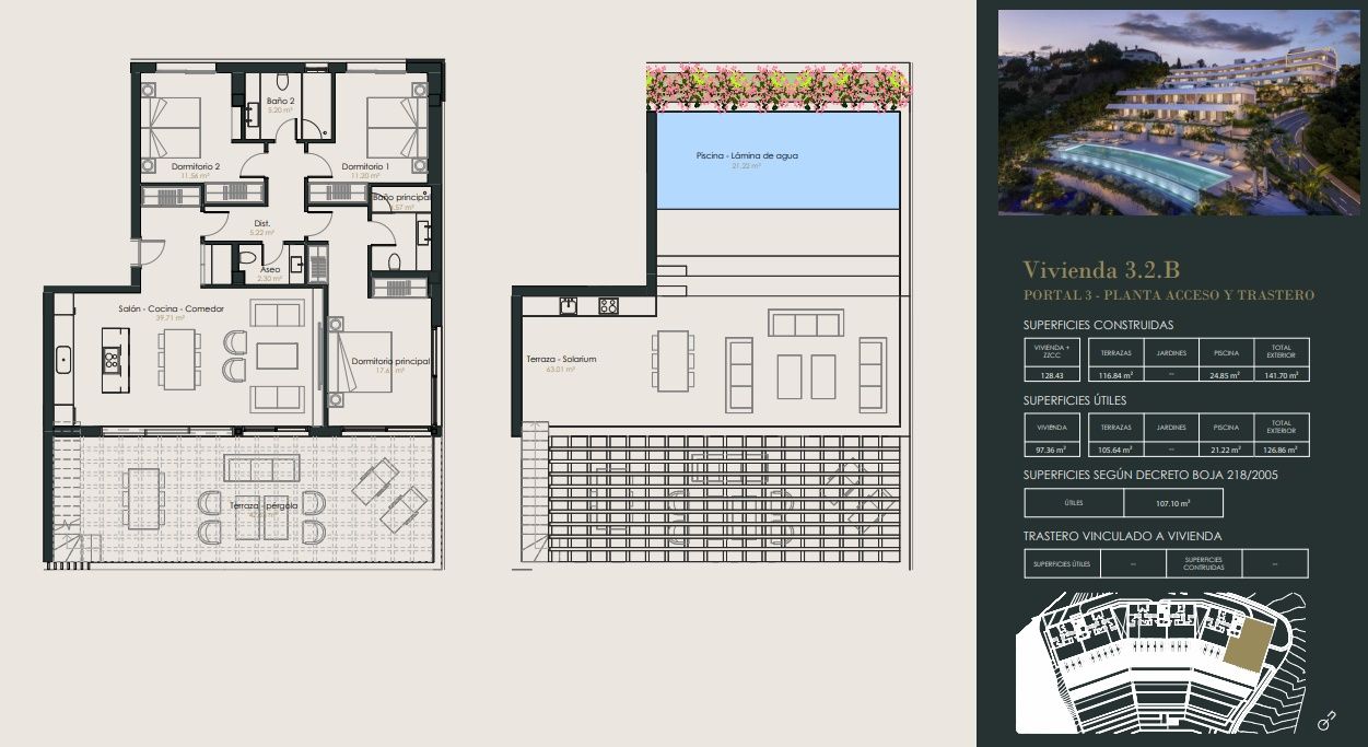 Floor plan of 3-bedroom penthouse in Los Almendros, Benahavis