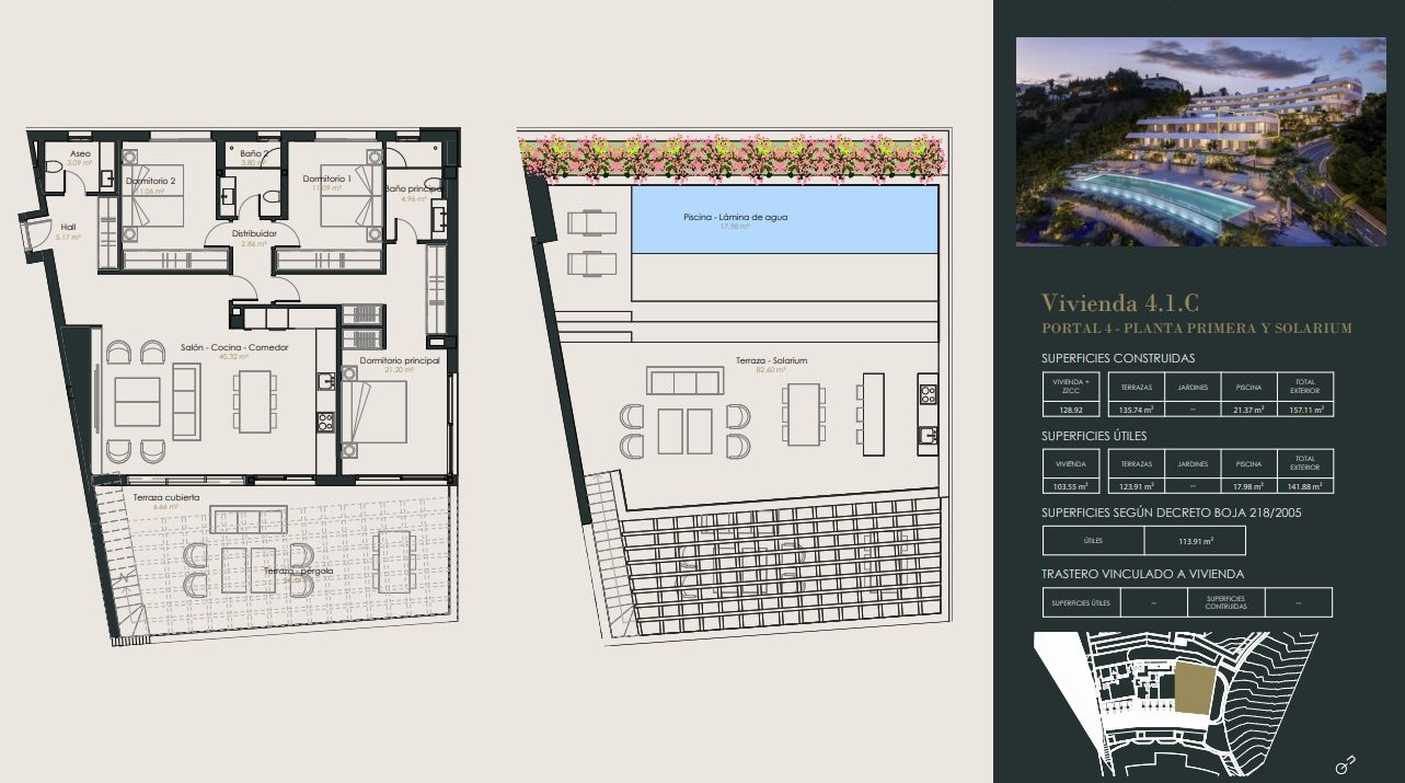 Floor plan of 2-bedroom apartment in Los Almendros, Benahavis