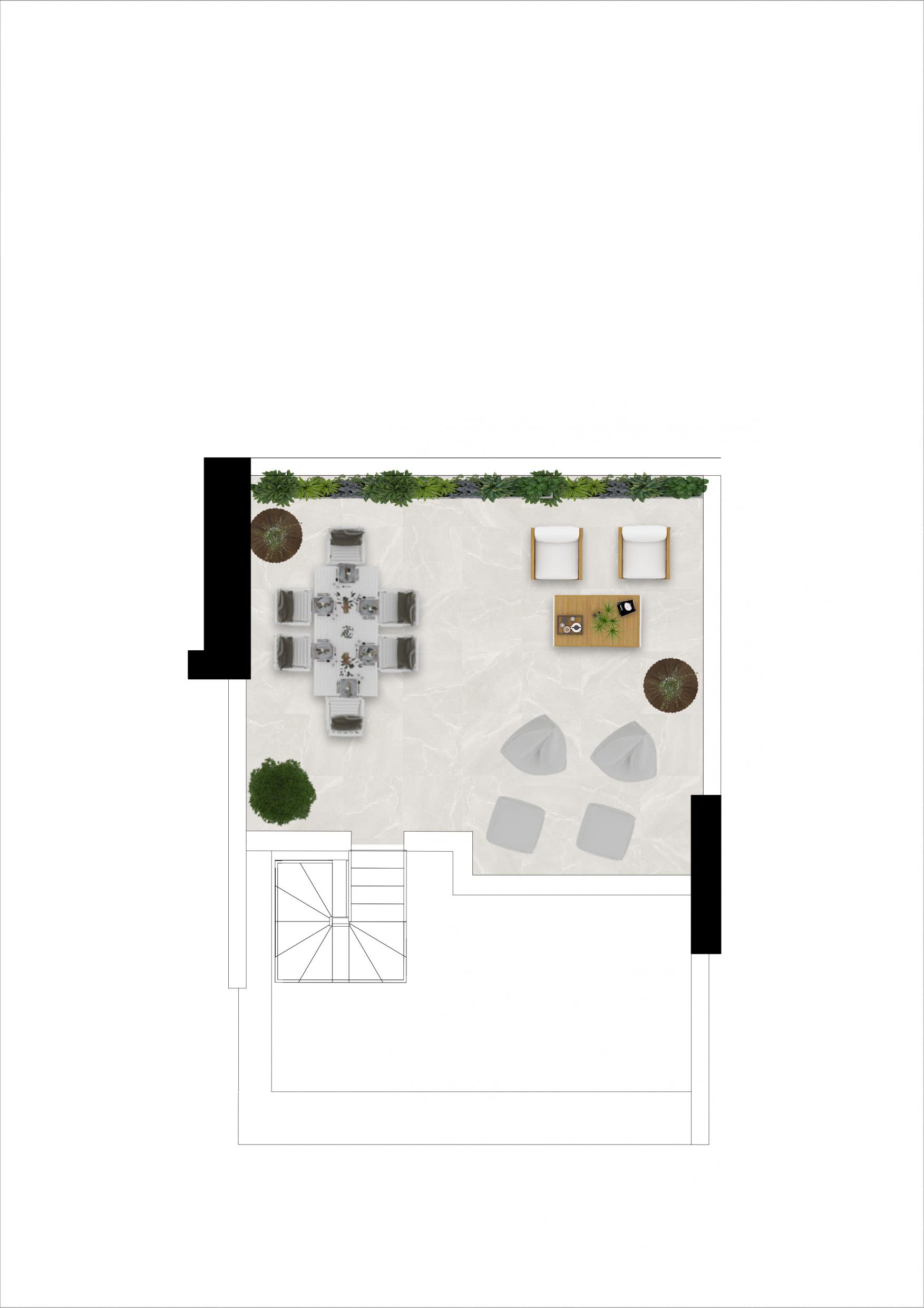 Floor plan of the 2-bedroom penthouse in Hipódromo-Cerrado del Águila (view 45)