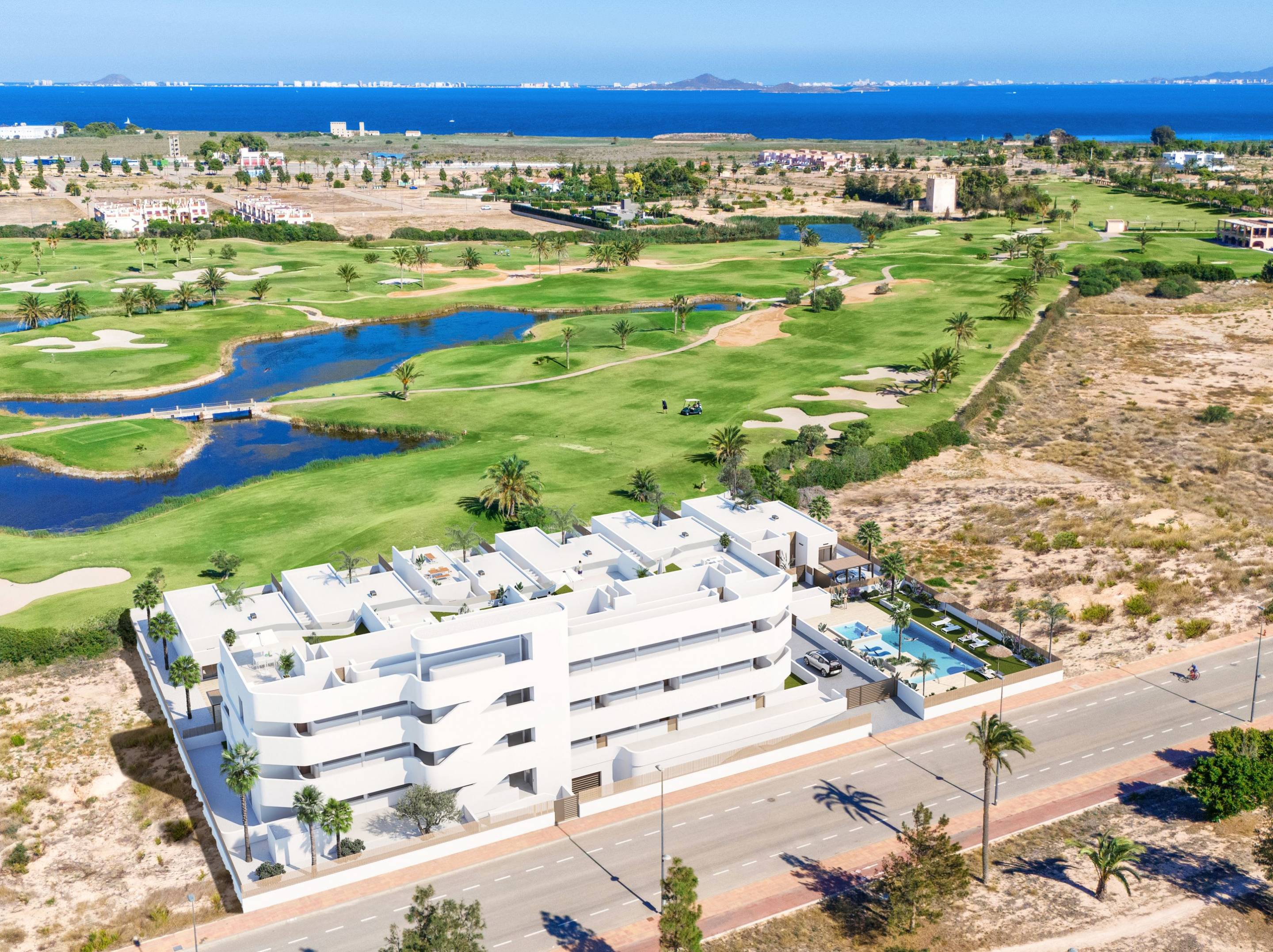 Elevated view of development, Las Lomas del Rame-Bahía Bella, Los Alcázares