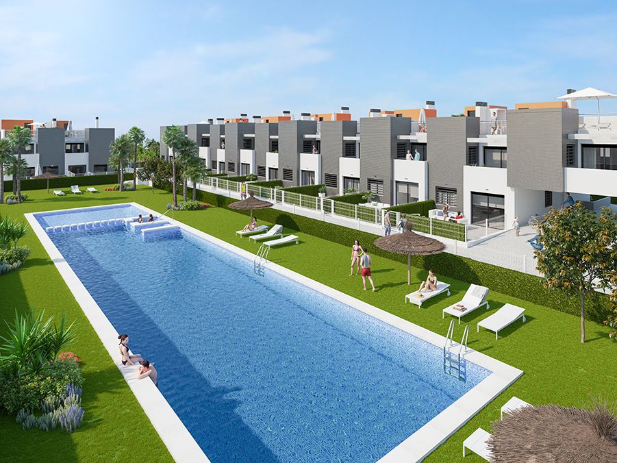Kitchen with fitted appliances and worktop in new-build penthouse, Aguas Nuevas
