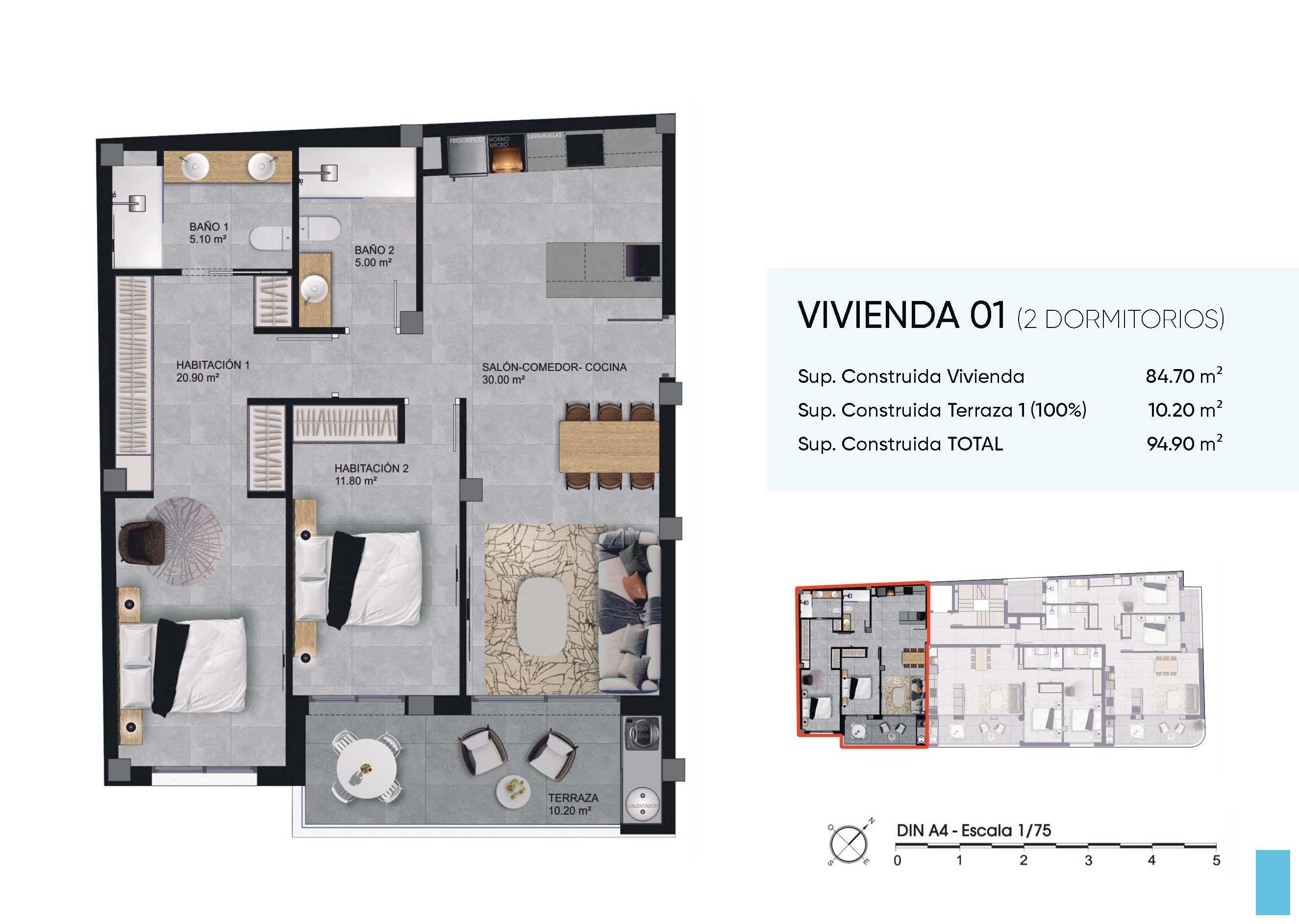 Stairwell of the apartment in Playa Levante, Santa Pola