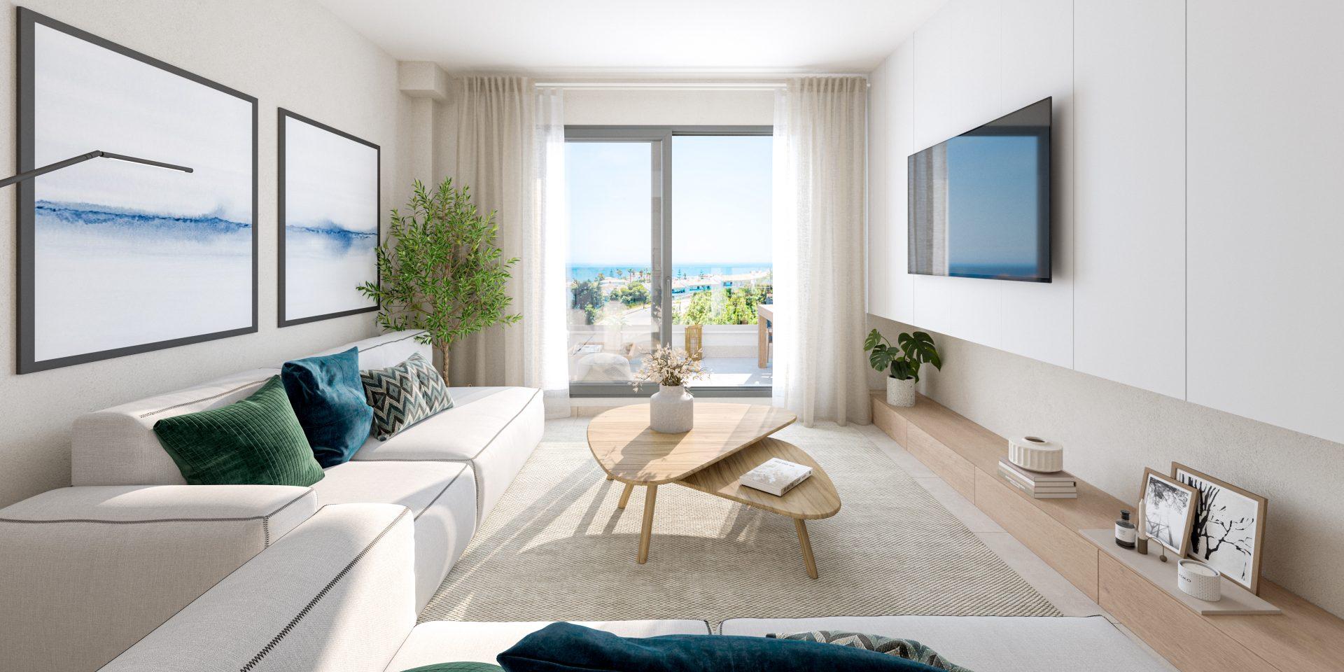 Communal area in new-build apartment complex, Calaburra, Mijas