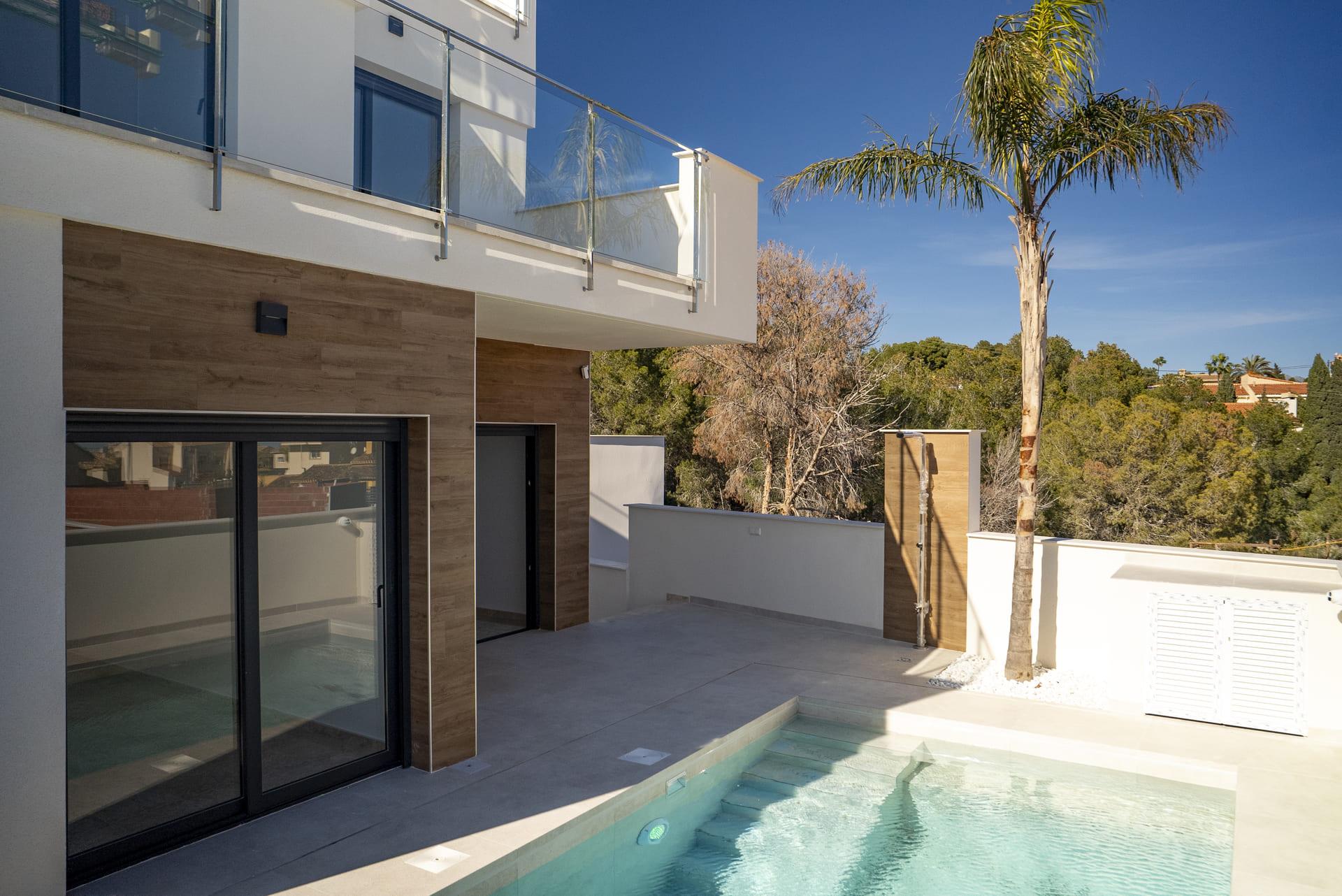 Aerial-angle view of villa rooftop and solarium, Coloma