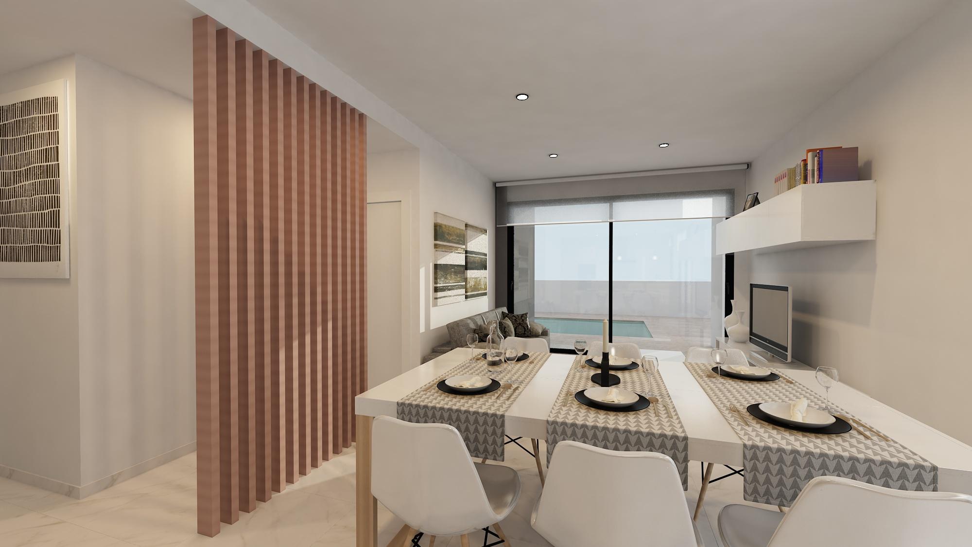 Living room interior with floor-to-ceiling windows, Coloma villa