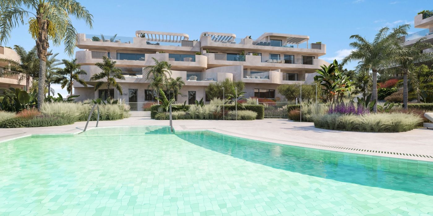 Communal area of new-build development in Arroyo Vaquero, Estepona