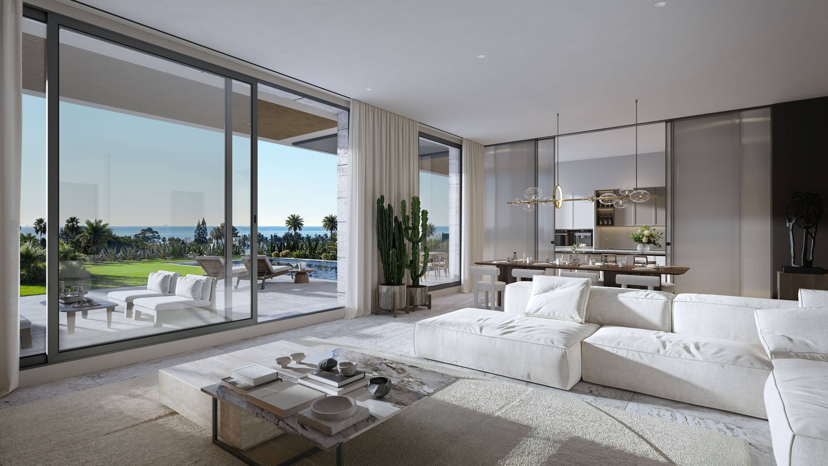 Pool area of new-build villa in Whater Gardens, Estepona