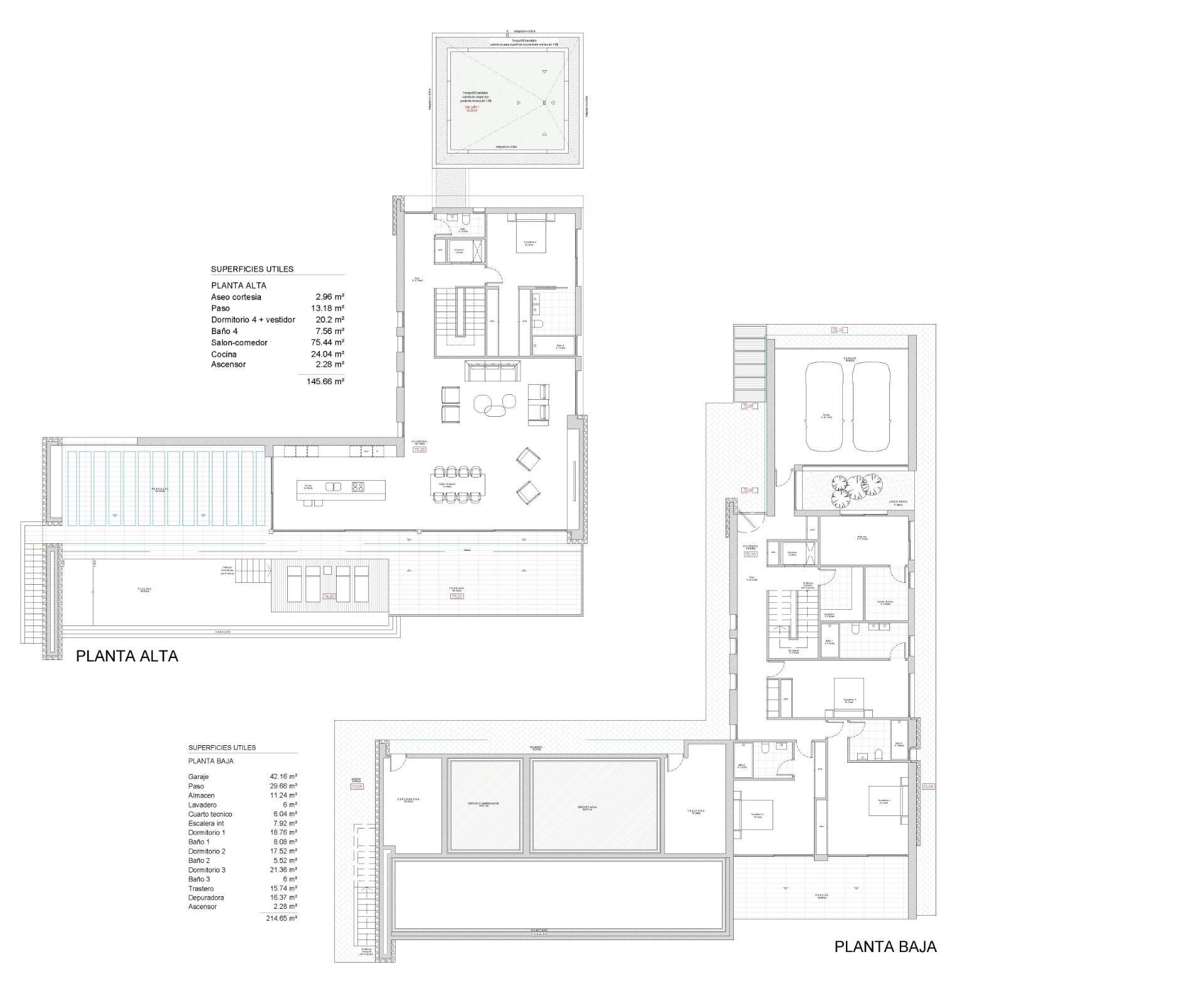 Floor plan - site plan of new-build villa in Moravit-Cap Blanc, Moraira