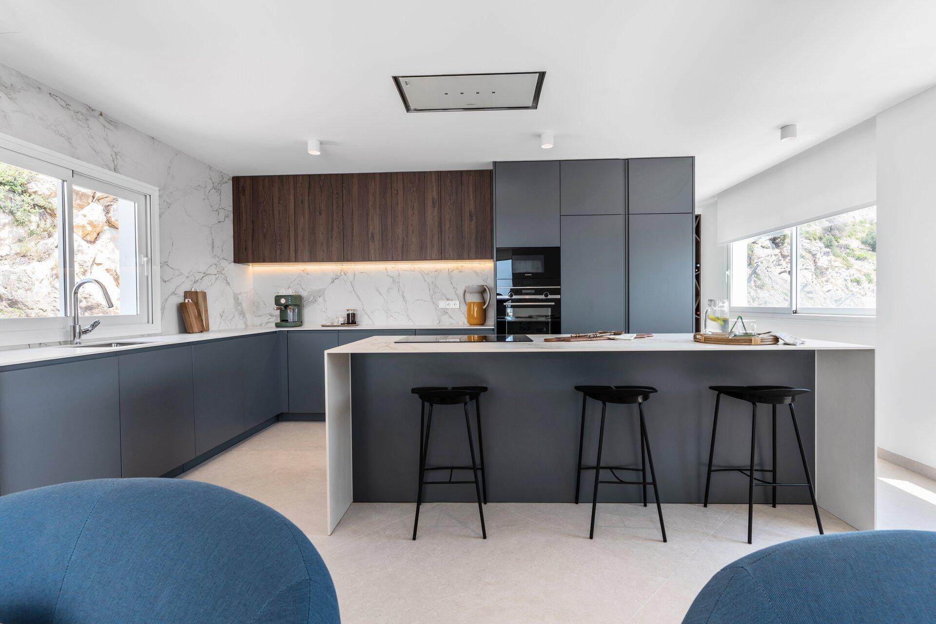 Kitchen island detail in new-build villa, Altea la Vella