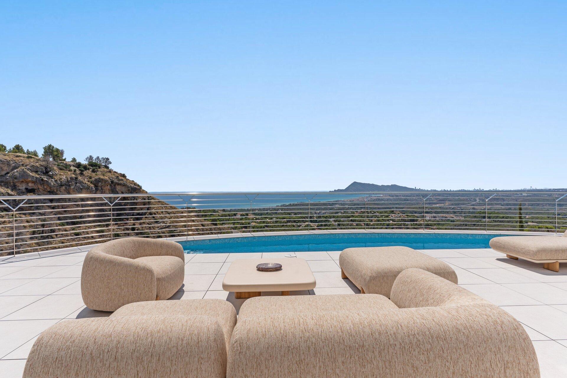 Covered terrace with outdoor furniture, villa in Altea la Vella