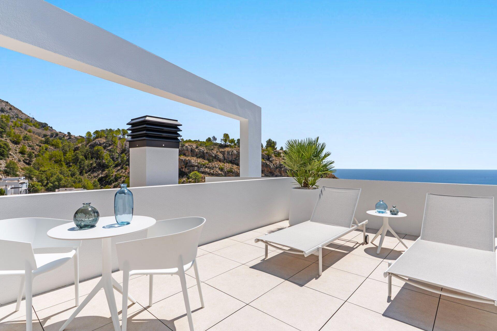 Panoramic view from terrace of new-build villa, Altea la Vella
