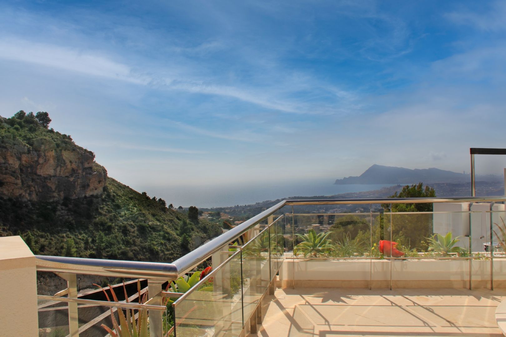 Living room with large windows, new-build villa, Altea la Vella