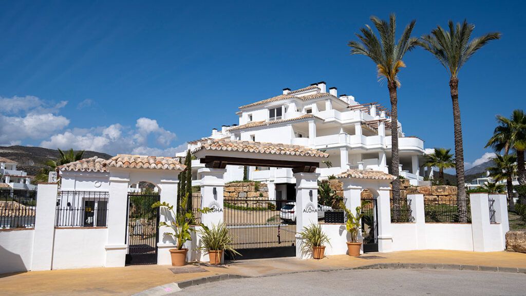 Elevated view of new-build complex in La Cerquilla, Marbella