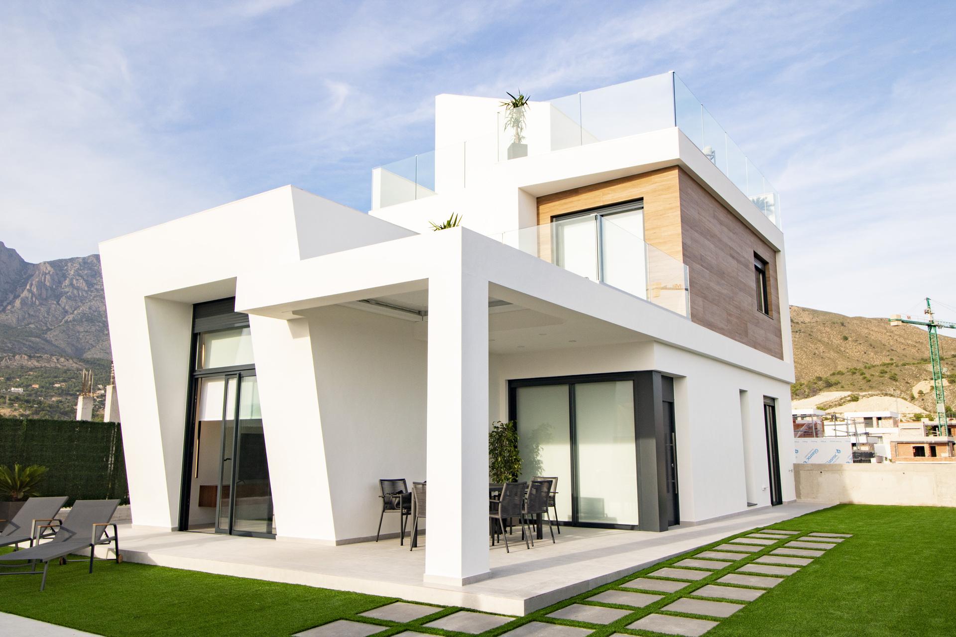 Solarium terrace on new-build villa, Golf Puig Campana, Finestrat