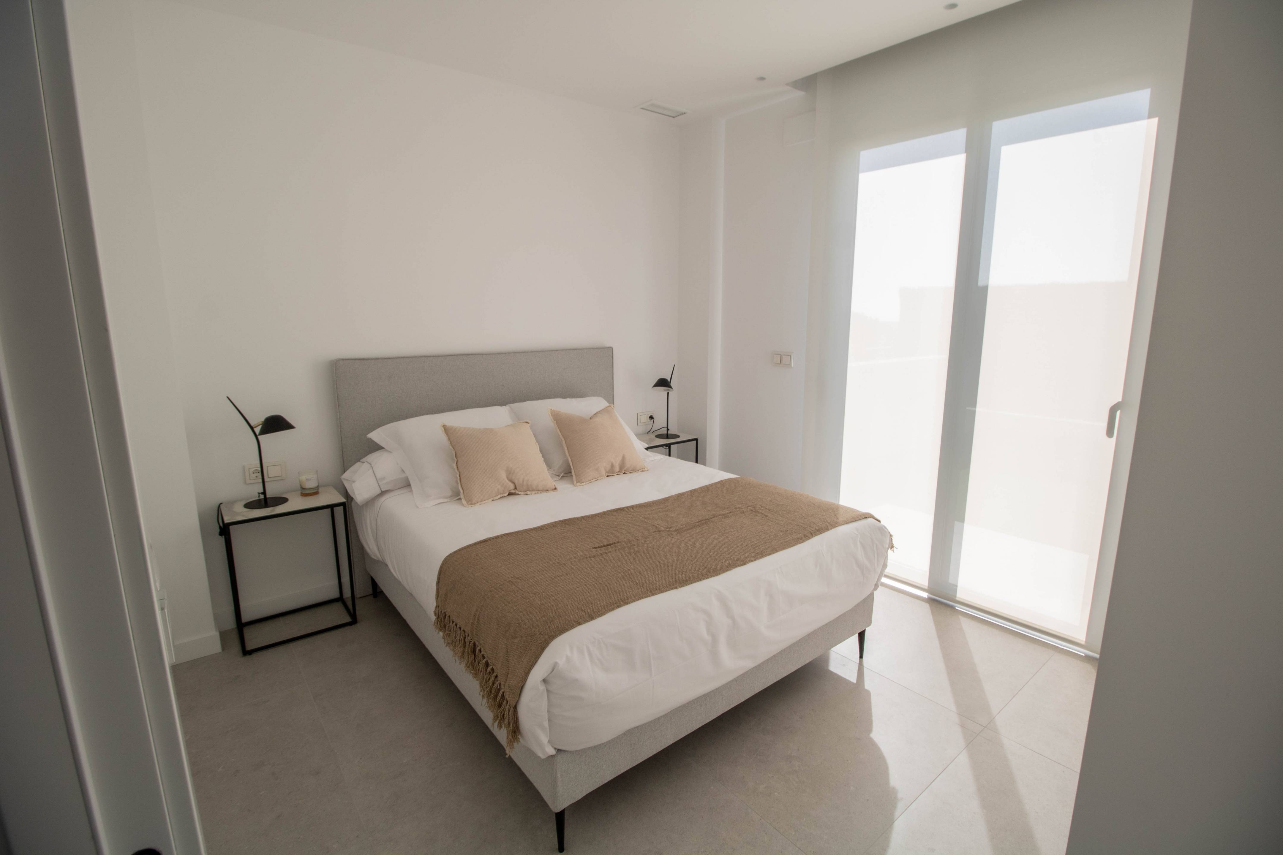 Window view from bedroom in villa, Golf Puig Campana, Finestrat