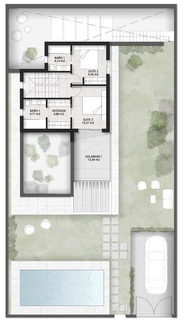 Floor plan - ground floor, 3-bedroom villa, Golf Puig Campana, Finestrat