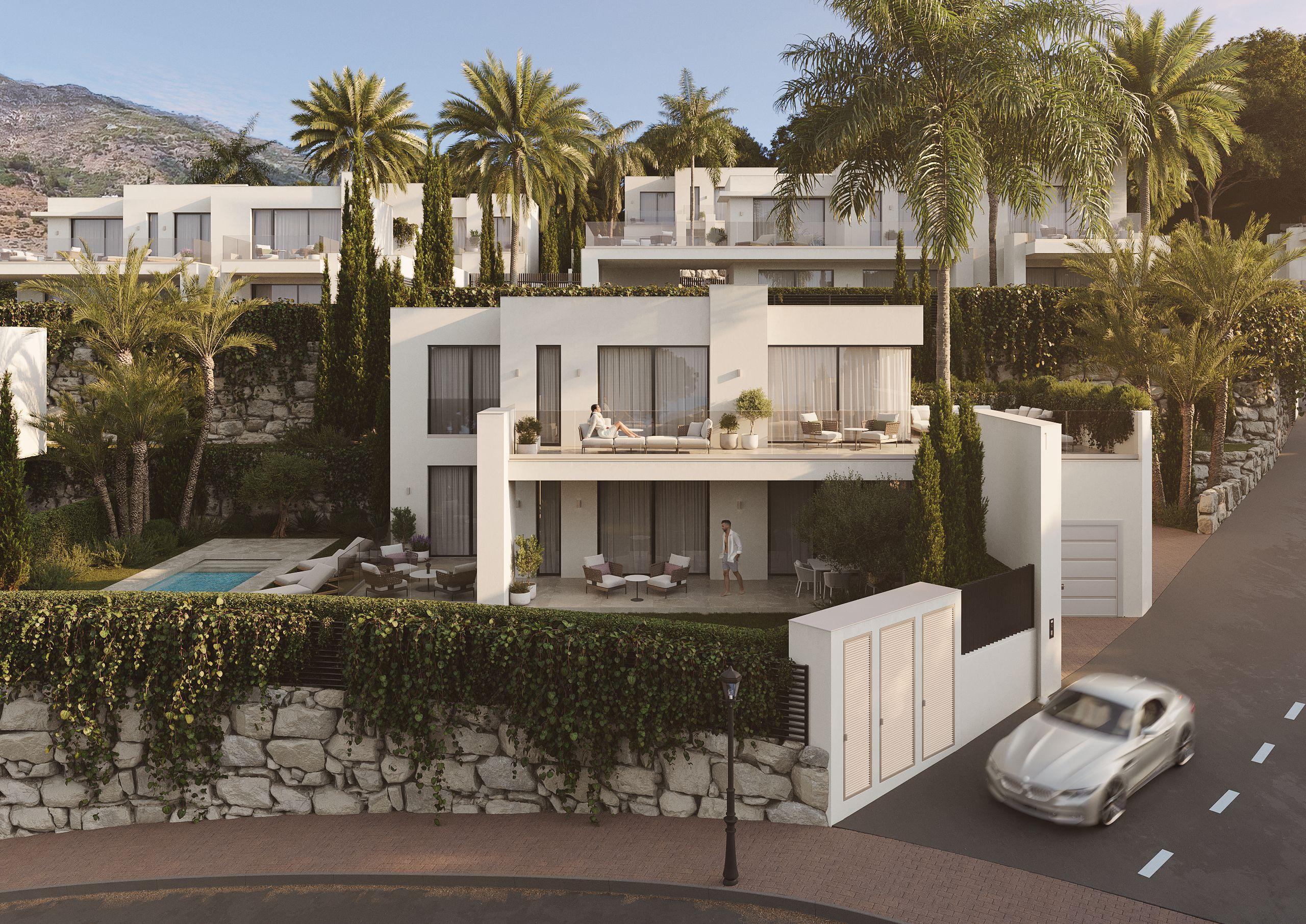 Internal staircase leading to upper floor, new-build villa, Mijas Pueblo
