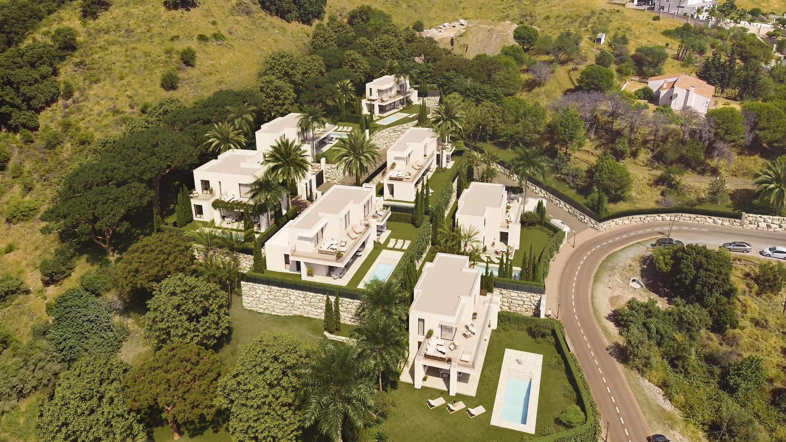 Rear garden area of 4-bed new-build villa, Mijas Pueblo