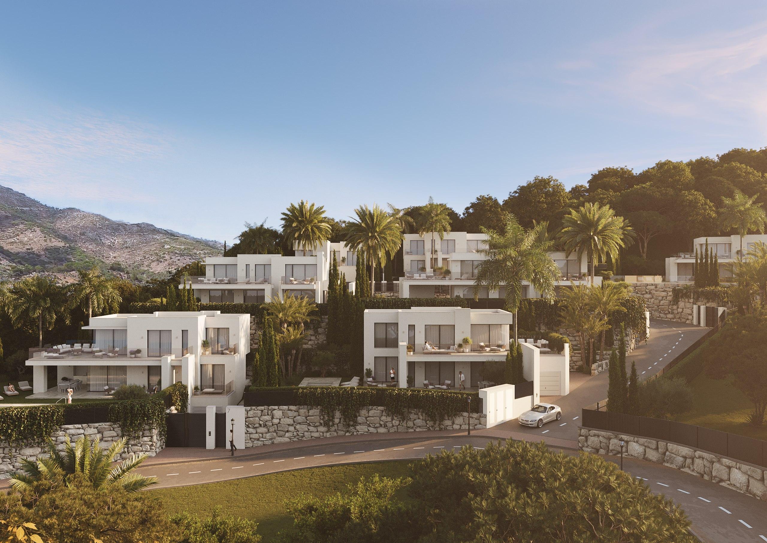 External view showing plot boundary, new-build villa, Mijas Pueblo