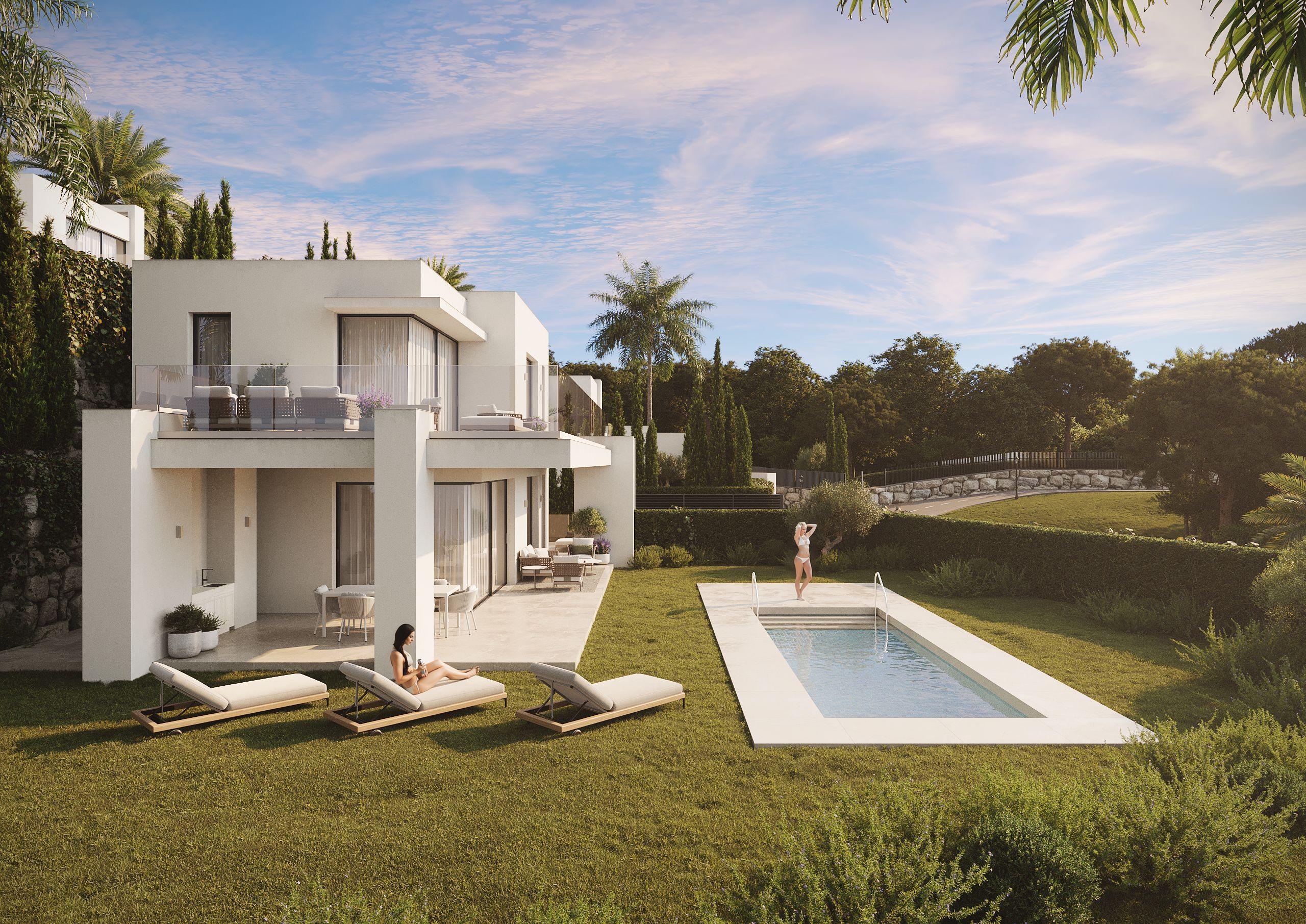 Living area with large windows in new-build villa, Mijas Pueblo