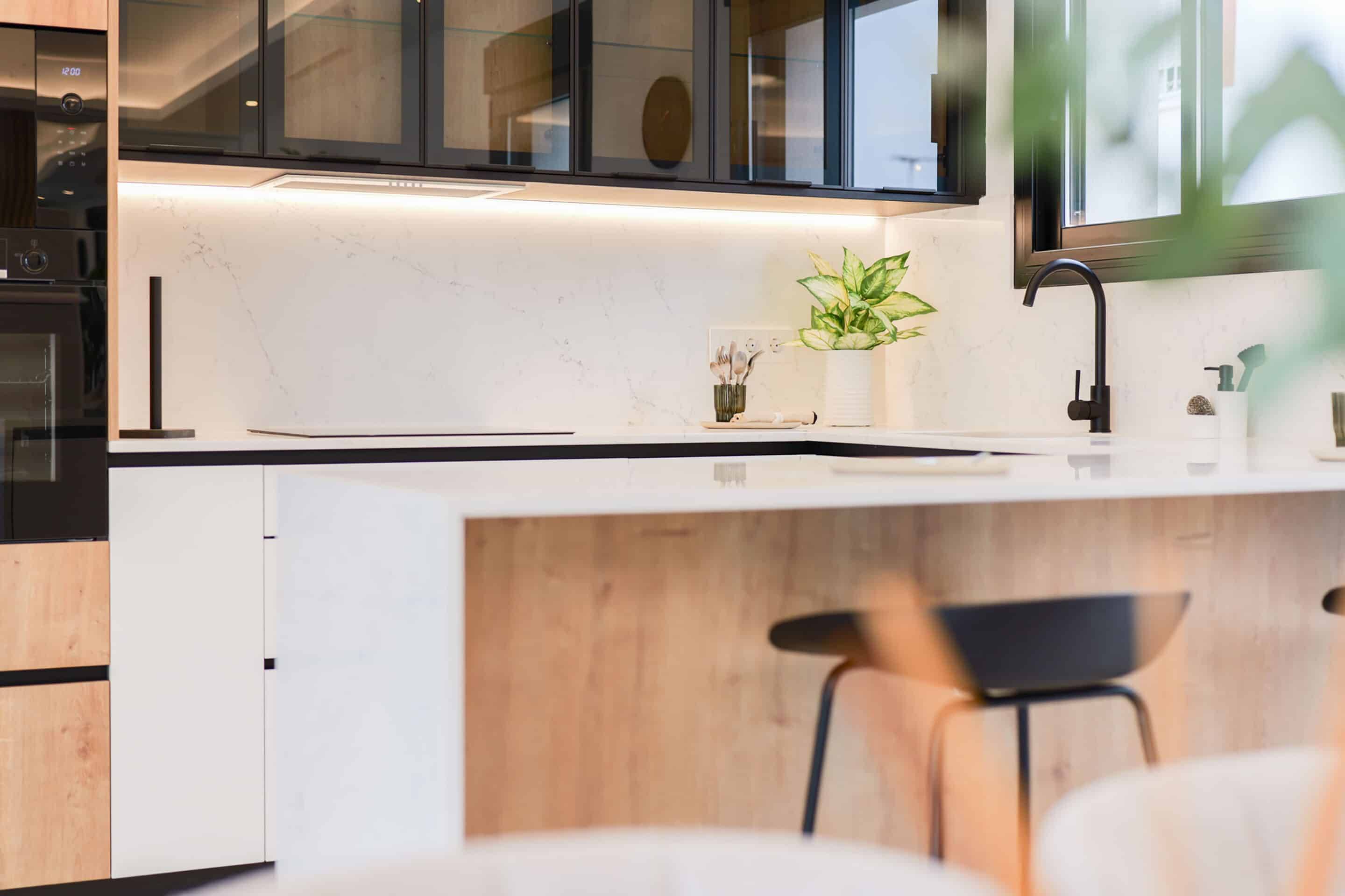 Dining area in open-plan ground floor, new-build villa Lo Marabú