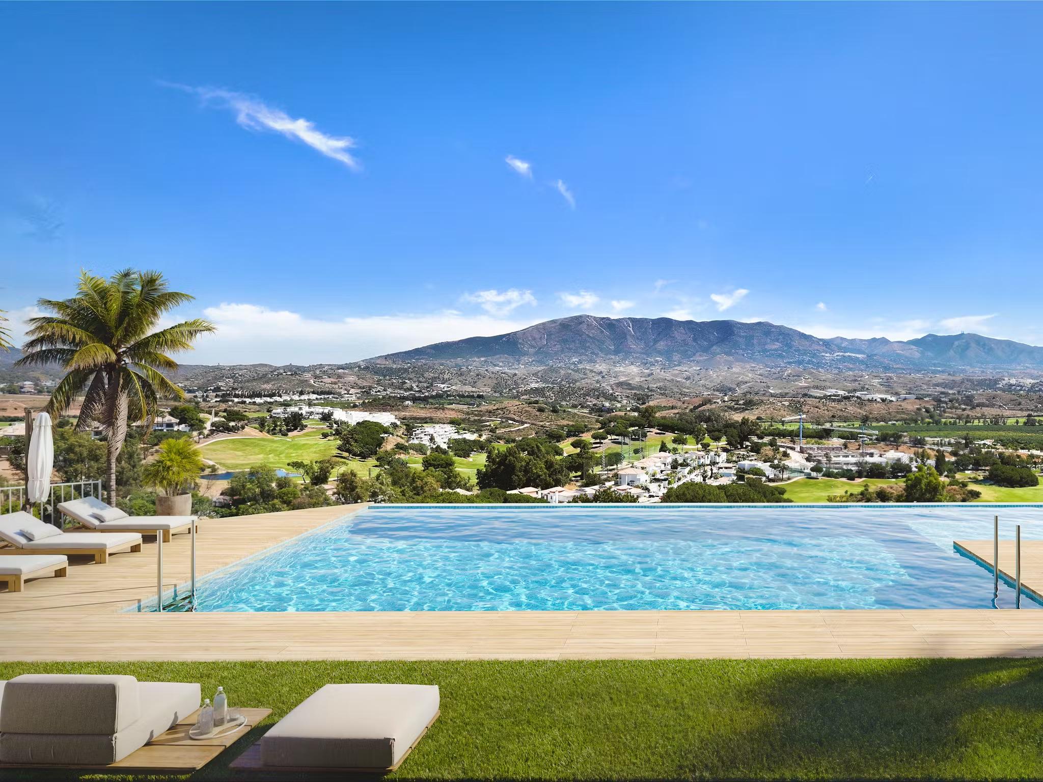 Open-plan living and dining area in 2-bedroom penthouse, La Cala Golf, Mijas