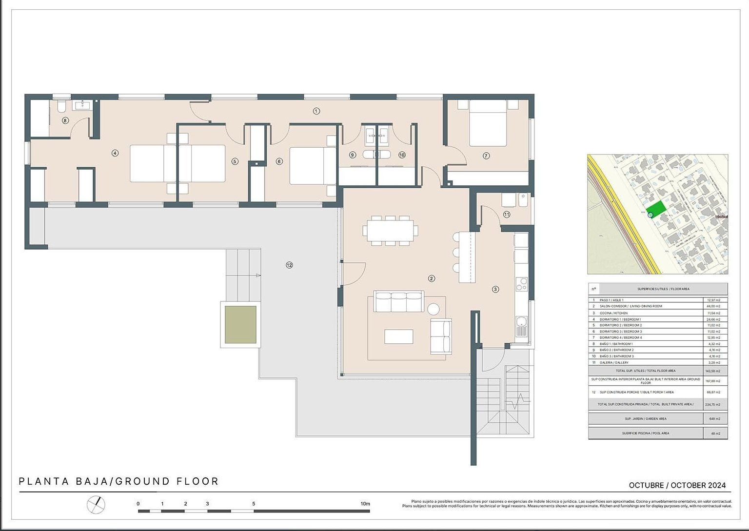 Plot boundary plan for 4-bedroom villa, San Luis, Torrevieja