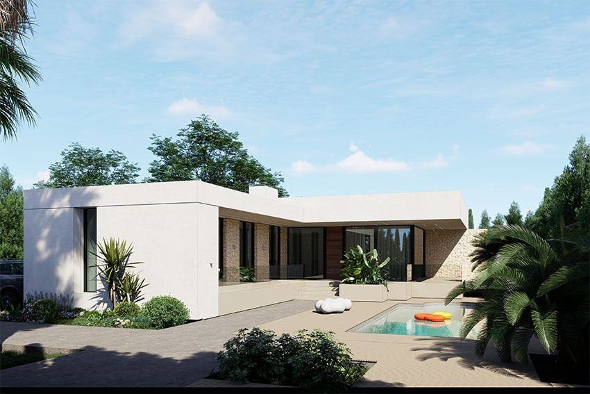 Open-plan living and dining area in new-build villa, San Luis, Torrevieja