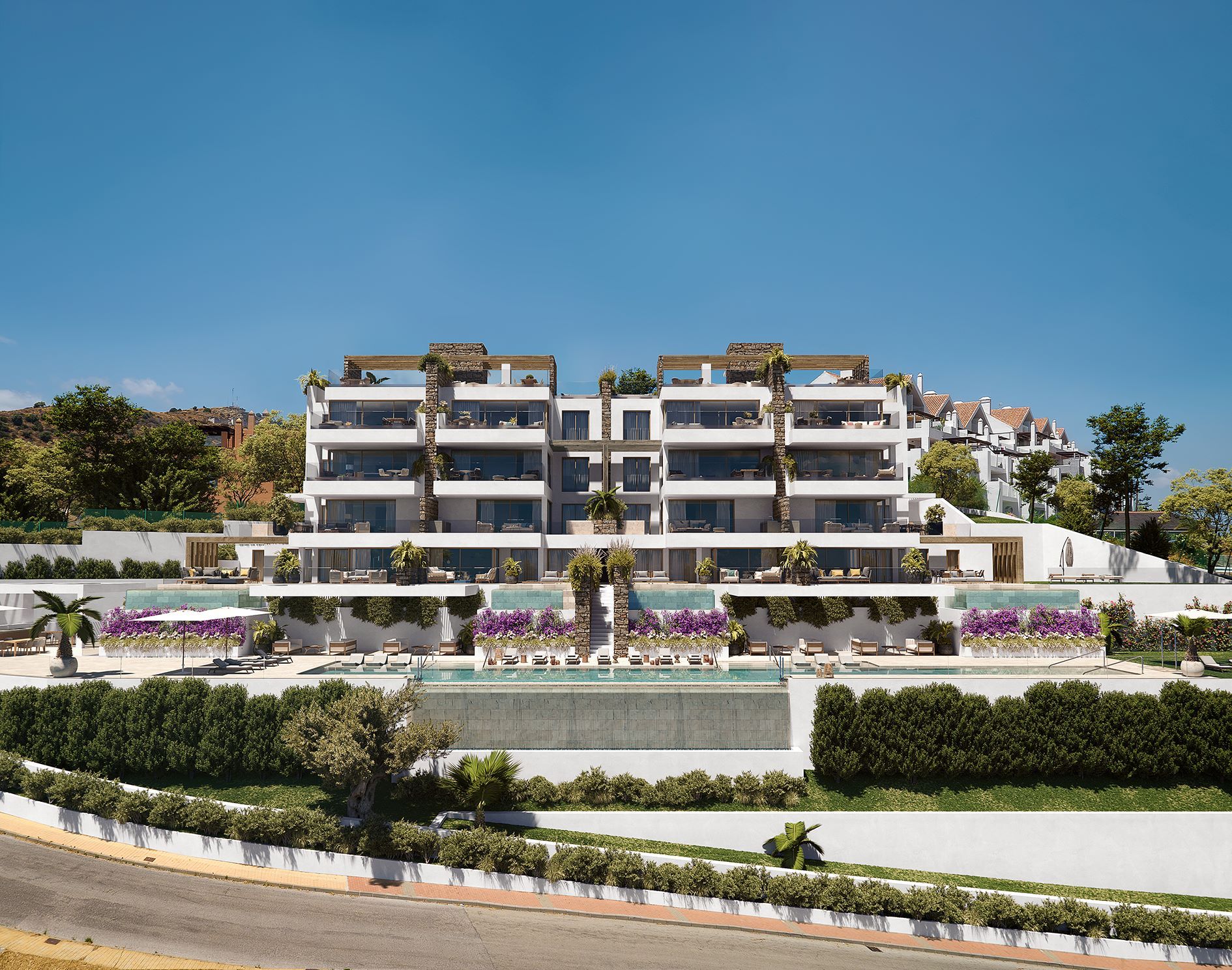 Communal gardens in new-build development, Calanova, Mijas