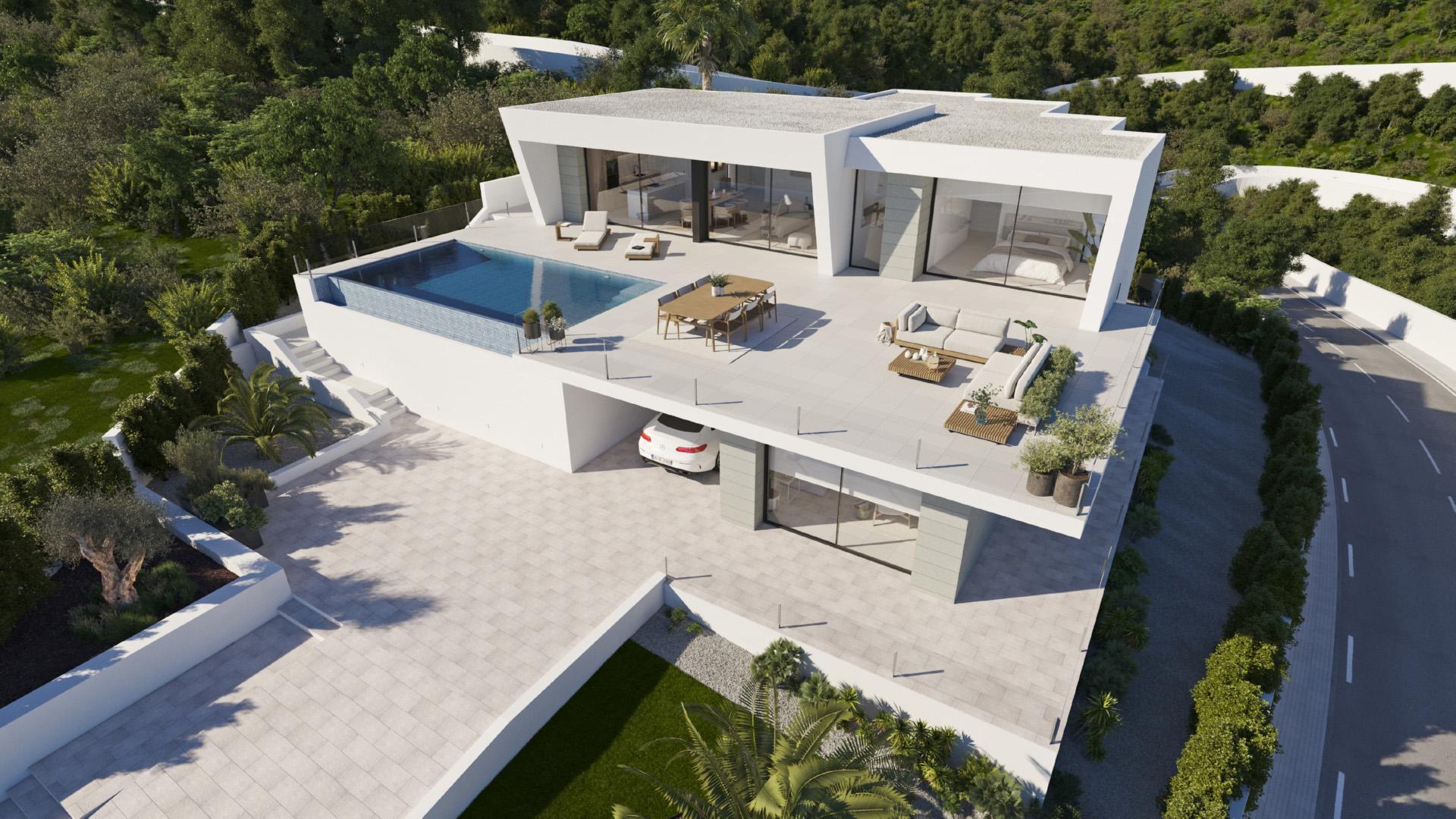 Garden and outdoor terrace in new-build villa, Benitachell