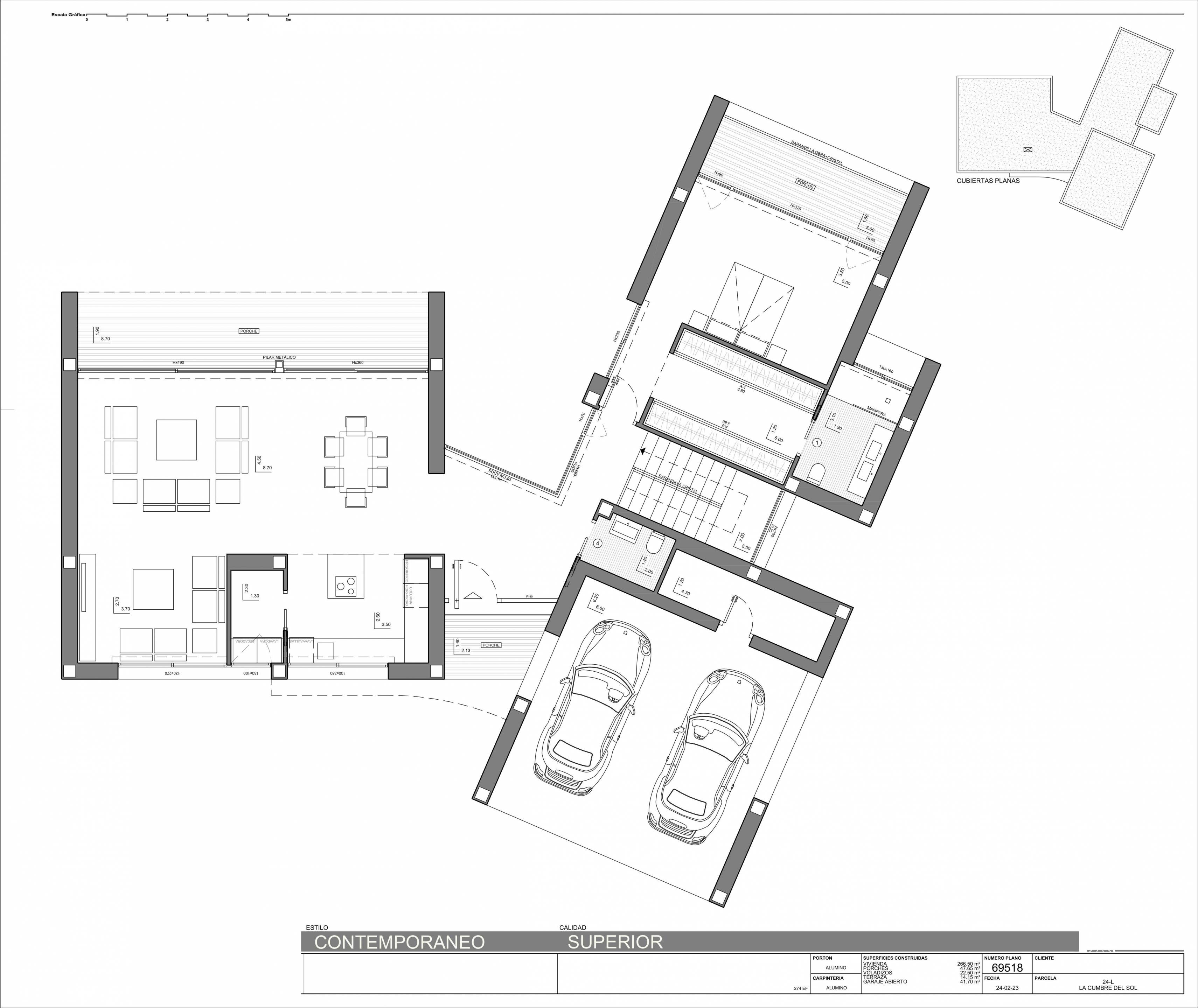 Floor plan - ground floor of 591m2 new-build villa, Benitachell