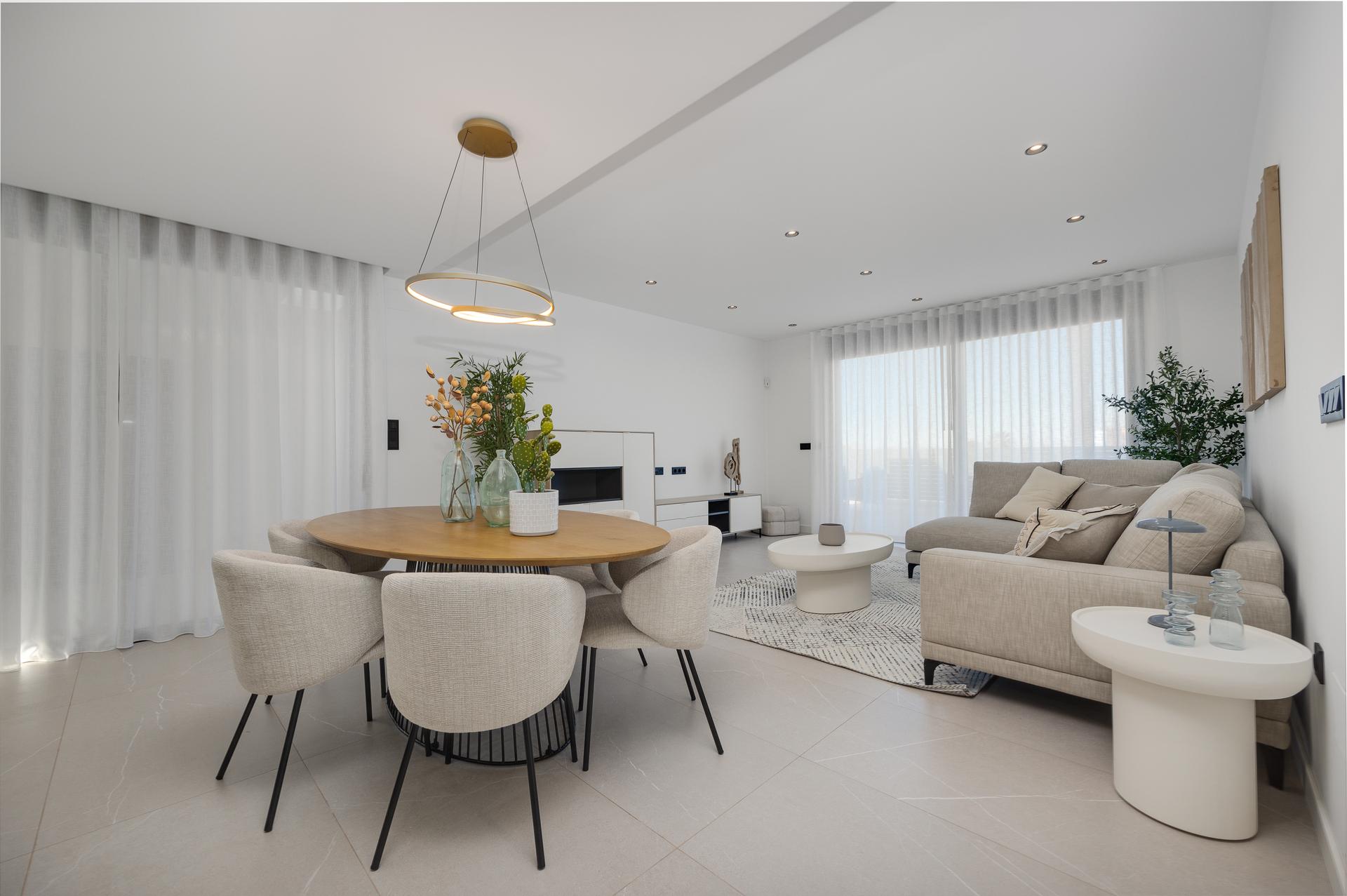 Tiled flooring in living area, new-build villa, Torreblanca