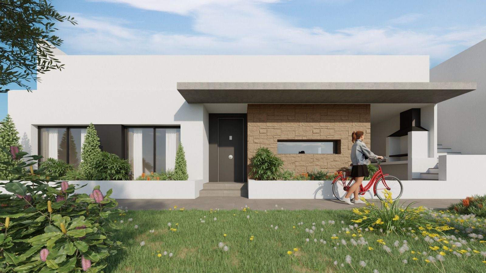 Exterior render and finish, 3-bedroom villa, Torreblanca, Torrevieja
