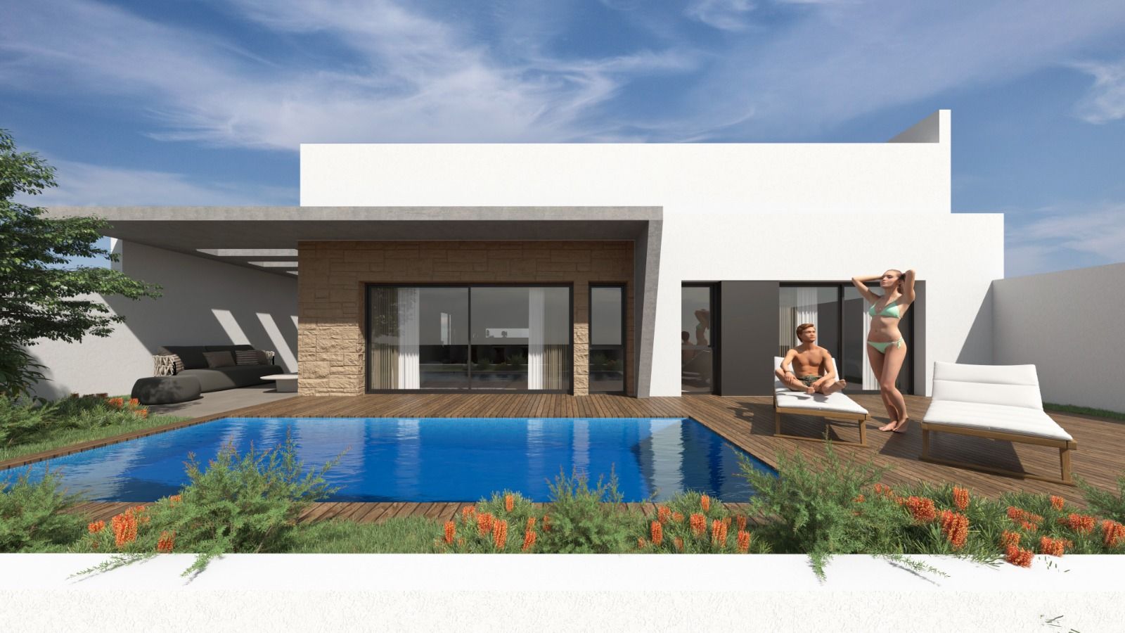 Solarium with surrounding views, new-build villa, Torreblanca