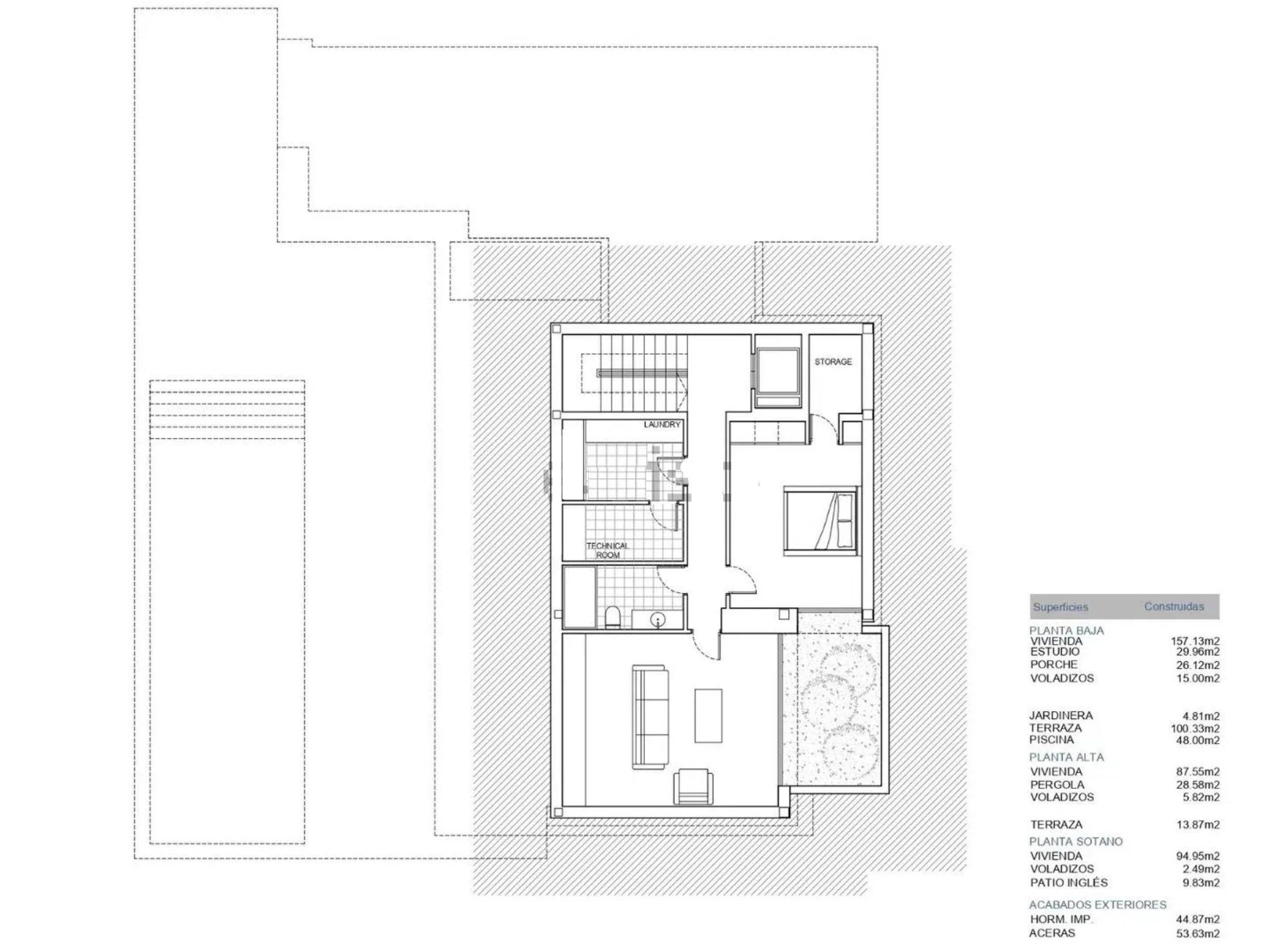 Site plan showing plot layout for new-build villa, Benimeit-Tabaira, Moraira