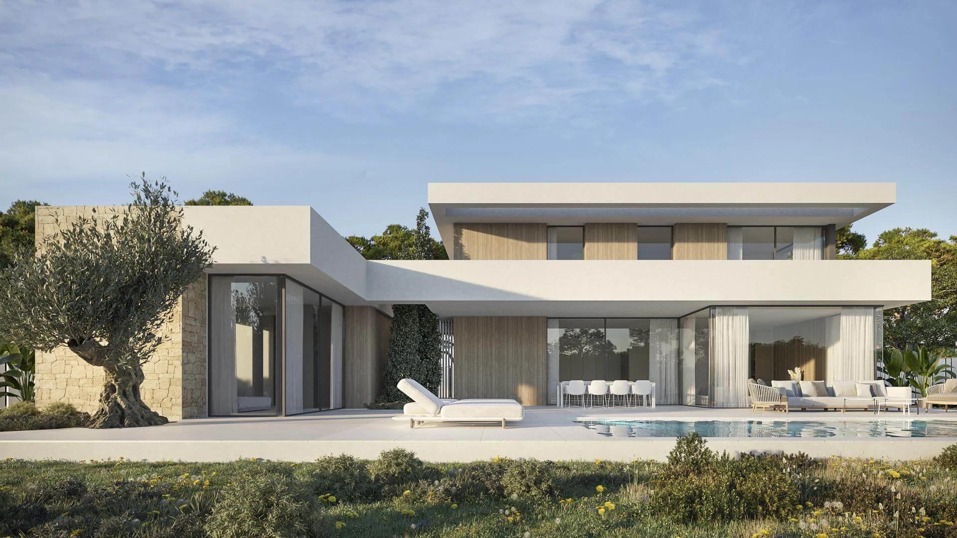 Floor plan of new-build villa in Benimeit-Tabaira, Moraira showing ground-floor layout