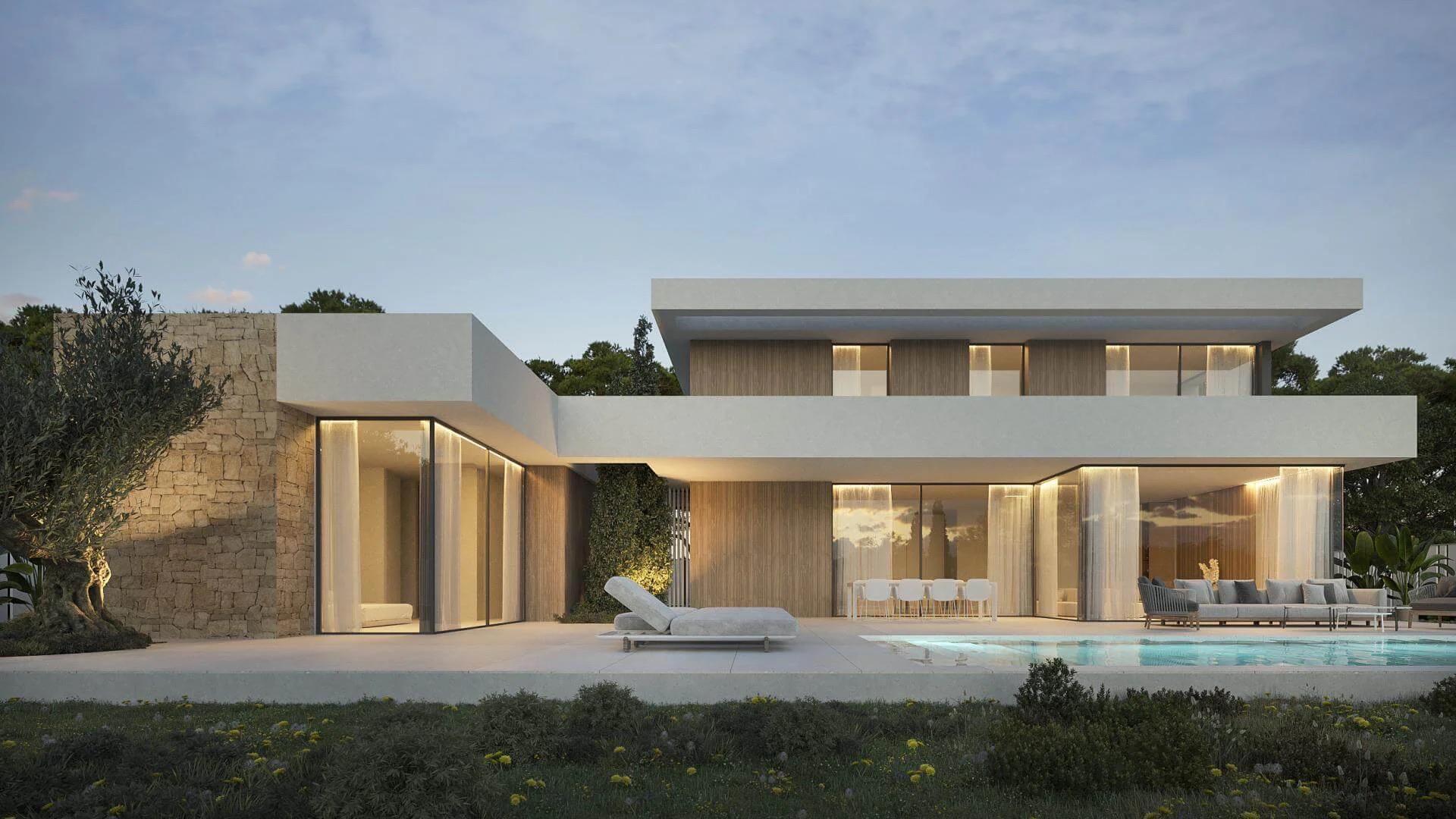 Second floor plan of 4-bedroom new-build villa in Benimeit-Tabaira, Moraira