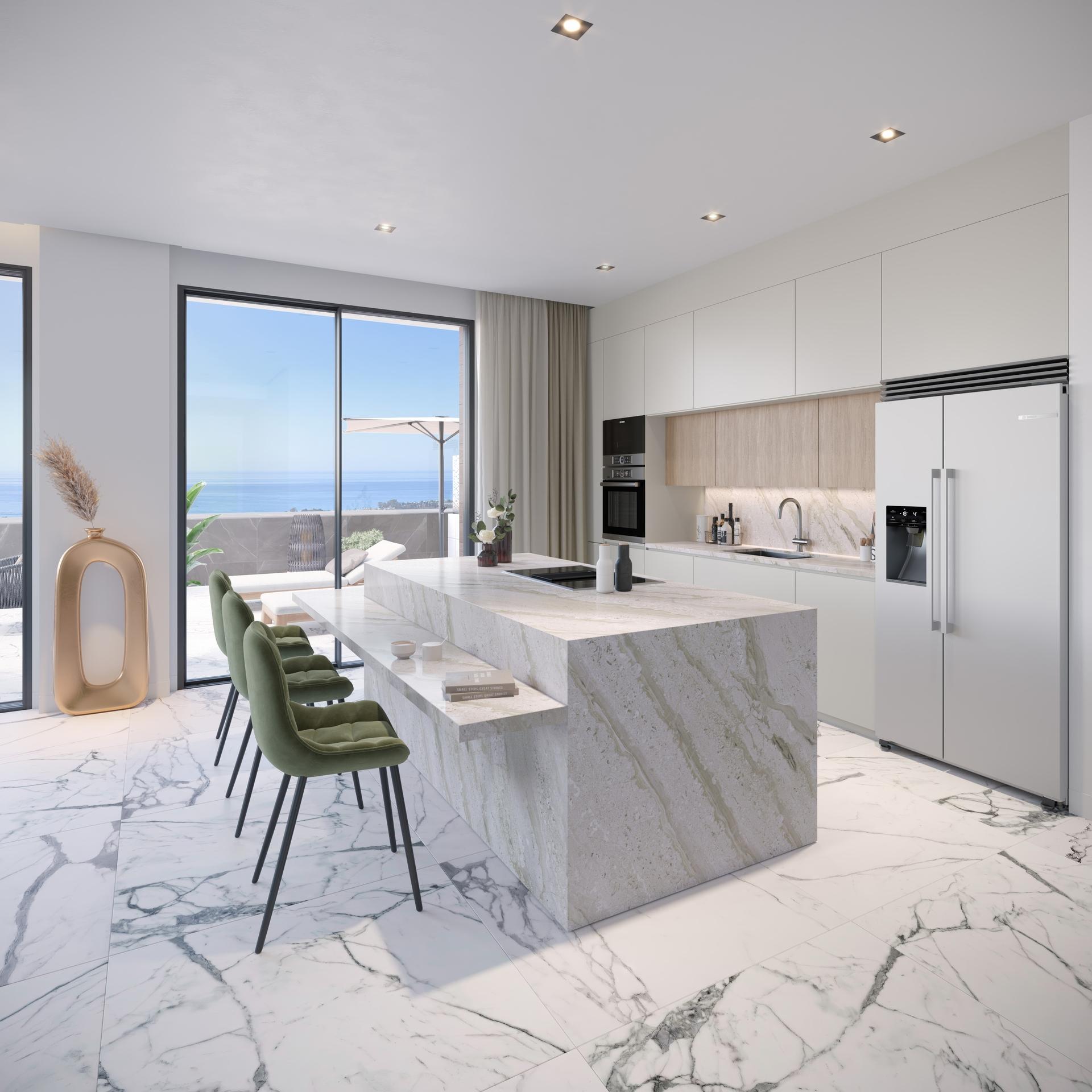 Terrace view from new-build apartment in El Velerín, Estepona