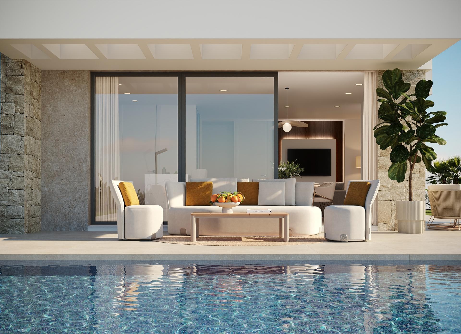 Living area in 5-bedroom new-build villa, Balcón de Finestrat, Finestrat
