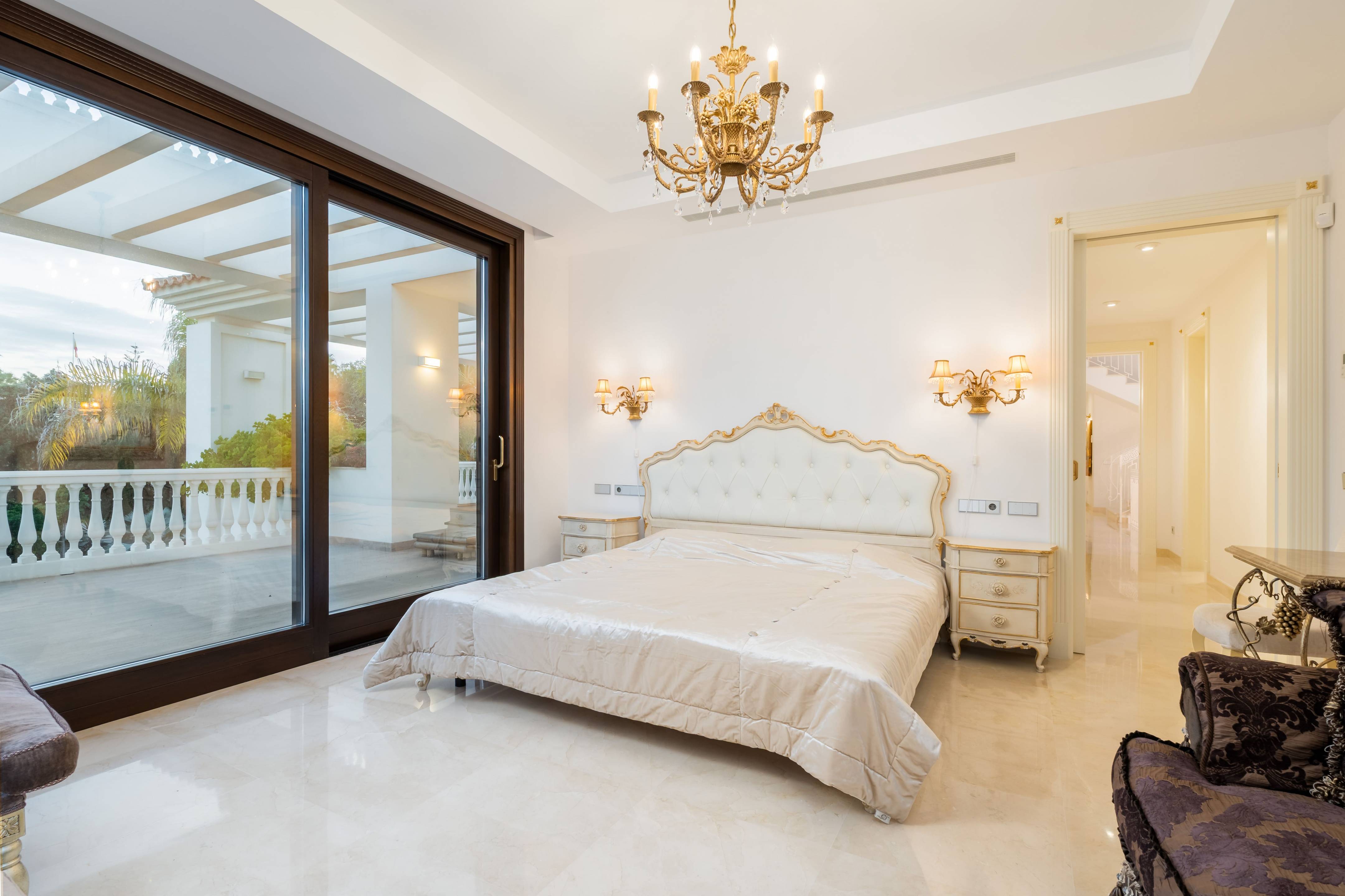 Outdoor terrace area of new-build villa in Casasola, Estepona