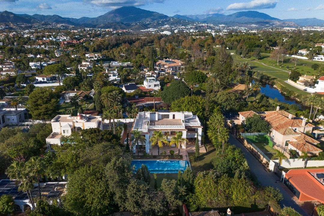 Garden and pool viewed from terrace, Casasola, Estepona