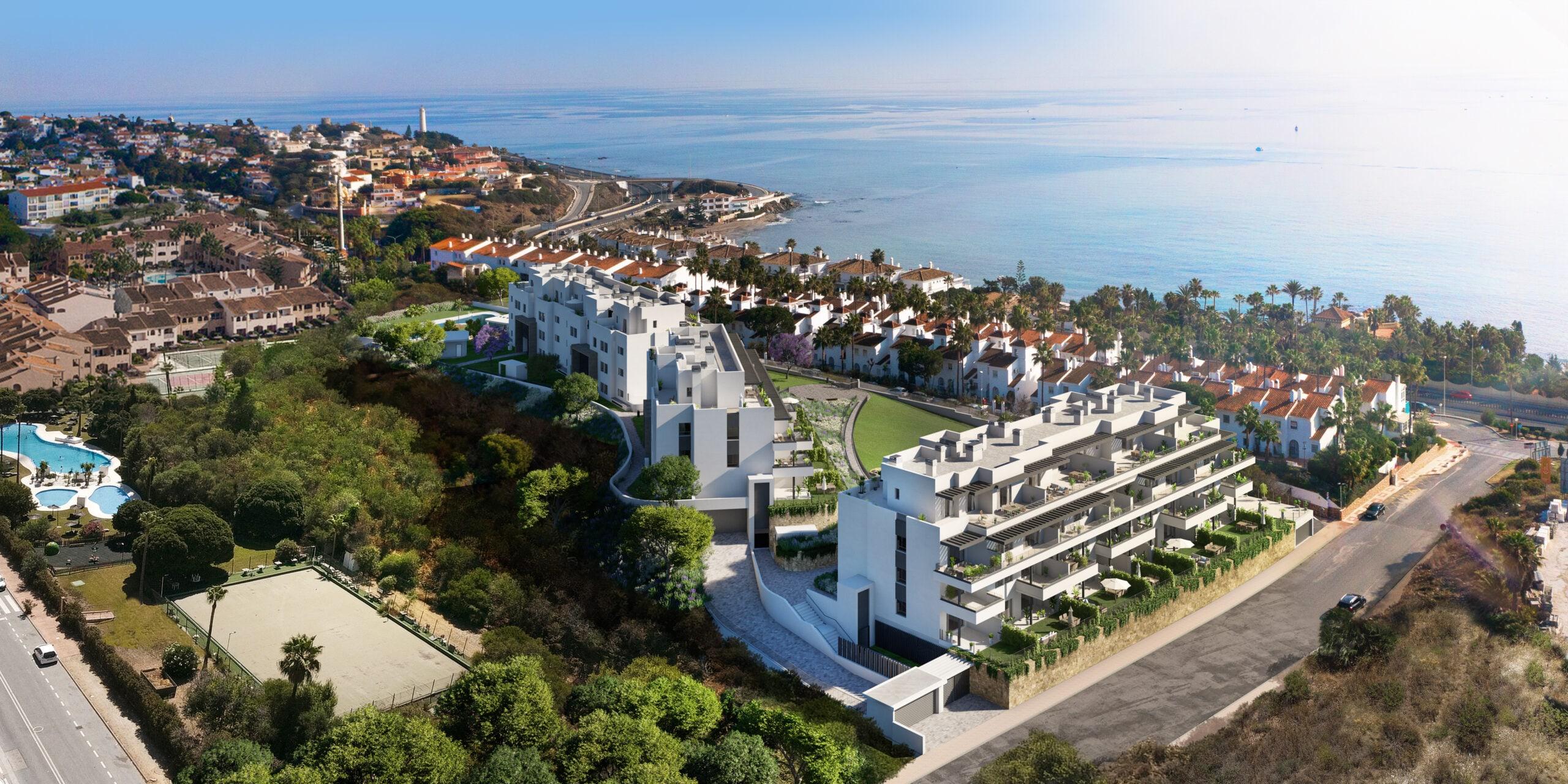 Aerial view of the development and surrounding area