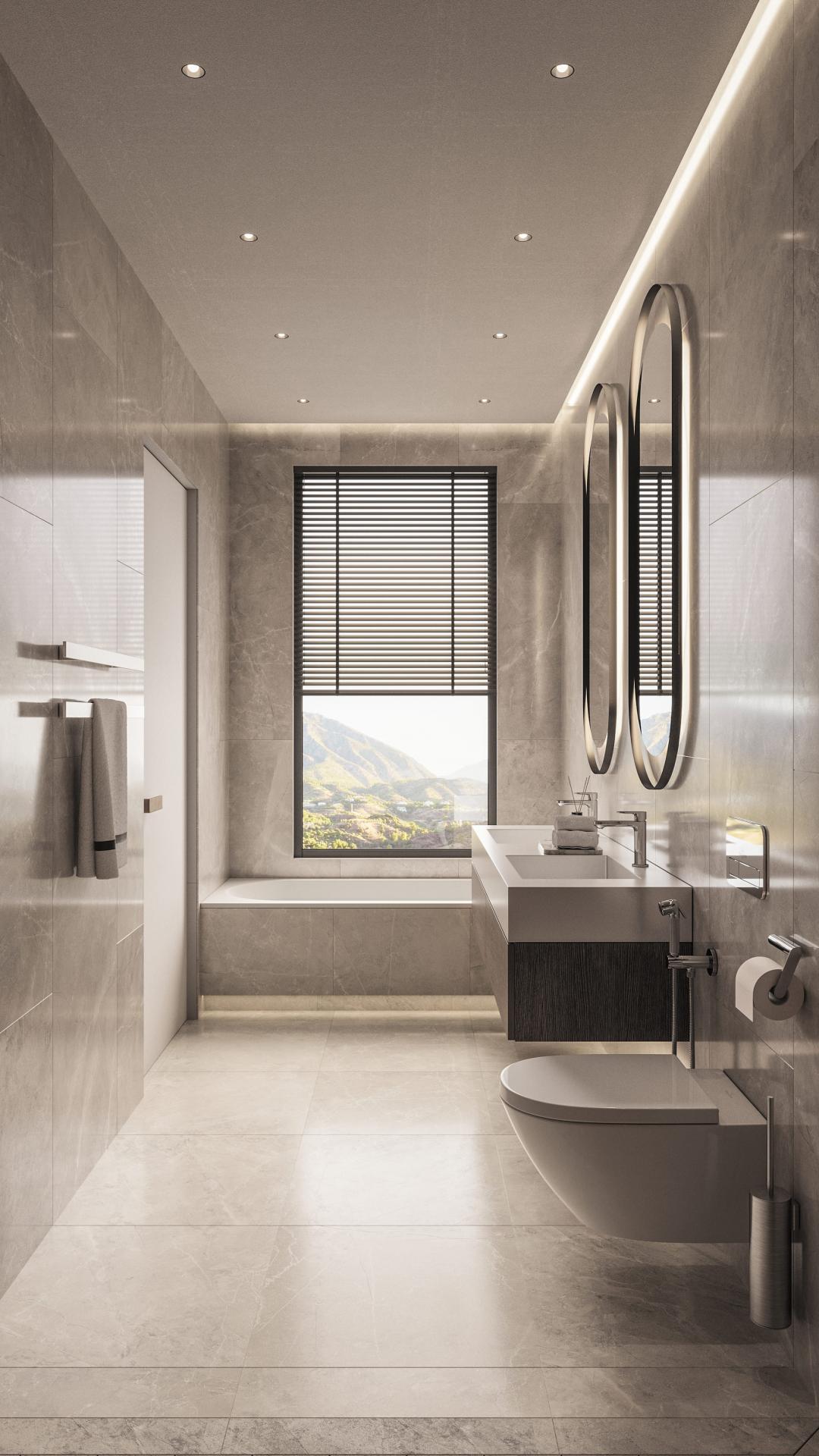 En-suite bathroom in new-build villa, El Higuerón, Mijas