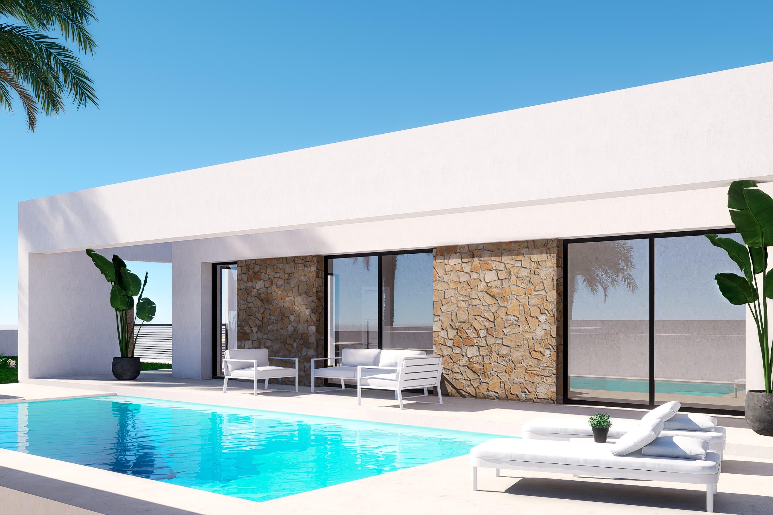 Street-level view of new-build villa frontage, Balcón de Finestrat-Terra Marina, Finestrat