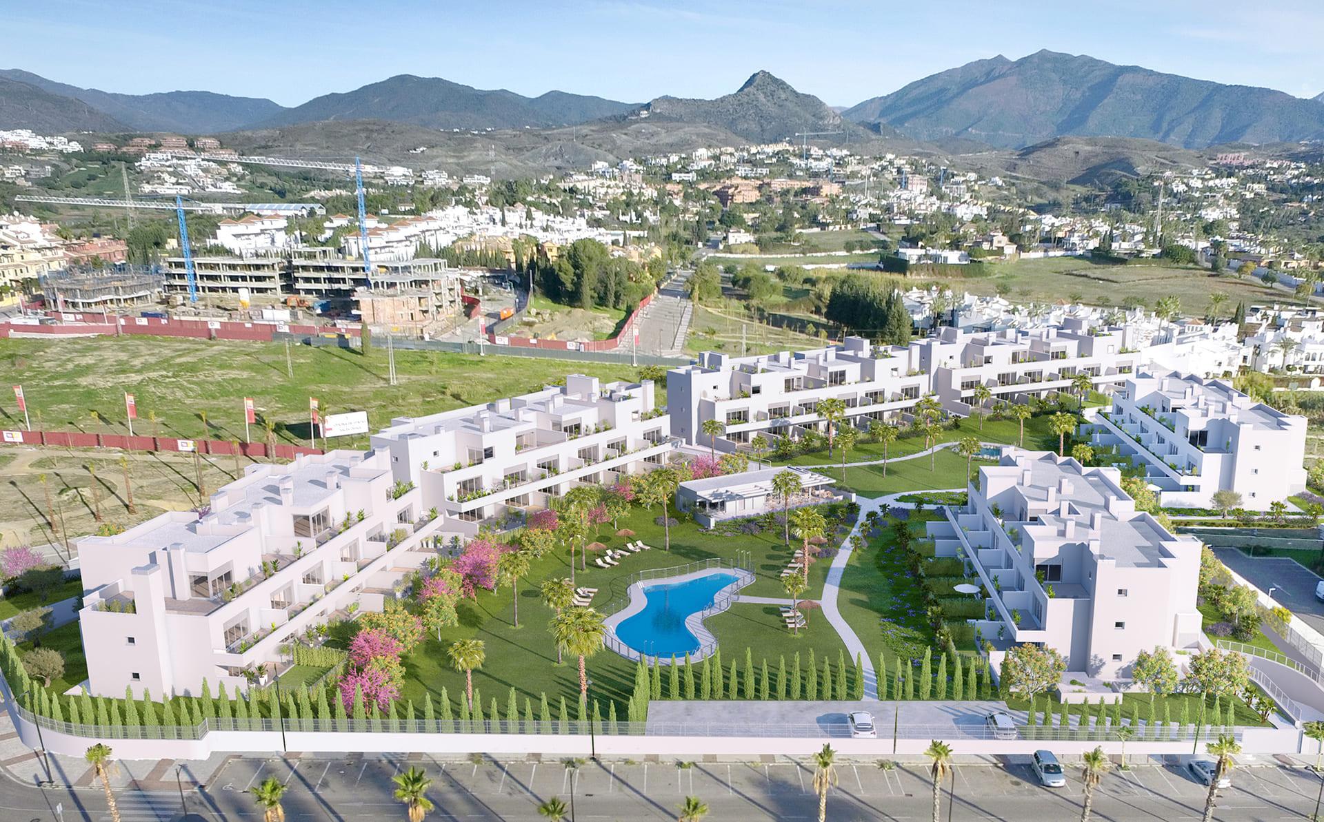 First-floor apartment entrance, Los Flamingos development, Estepona